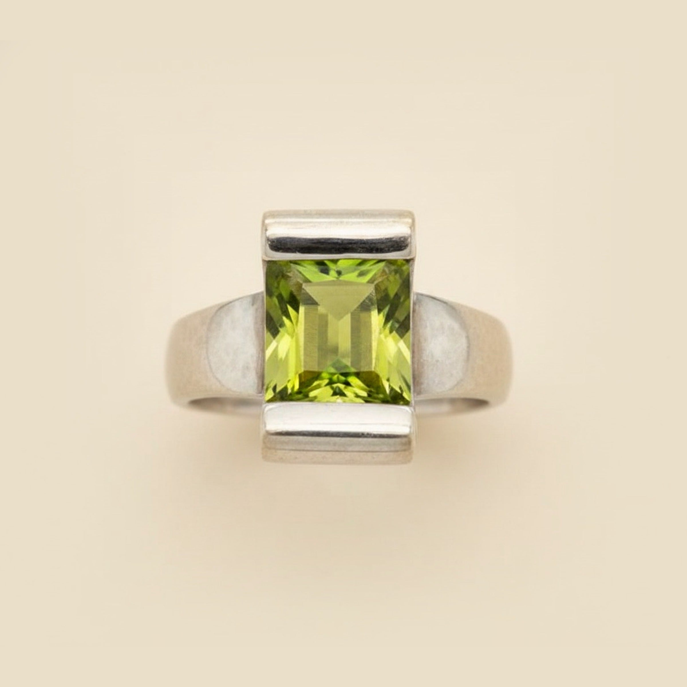 White Gold Peridot Ring