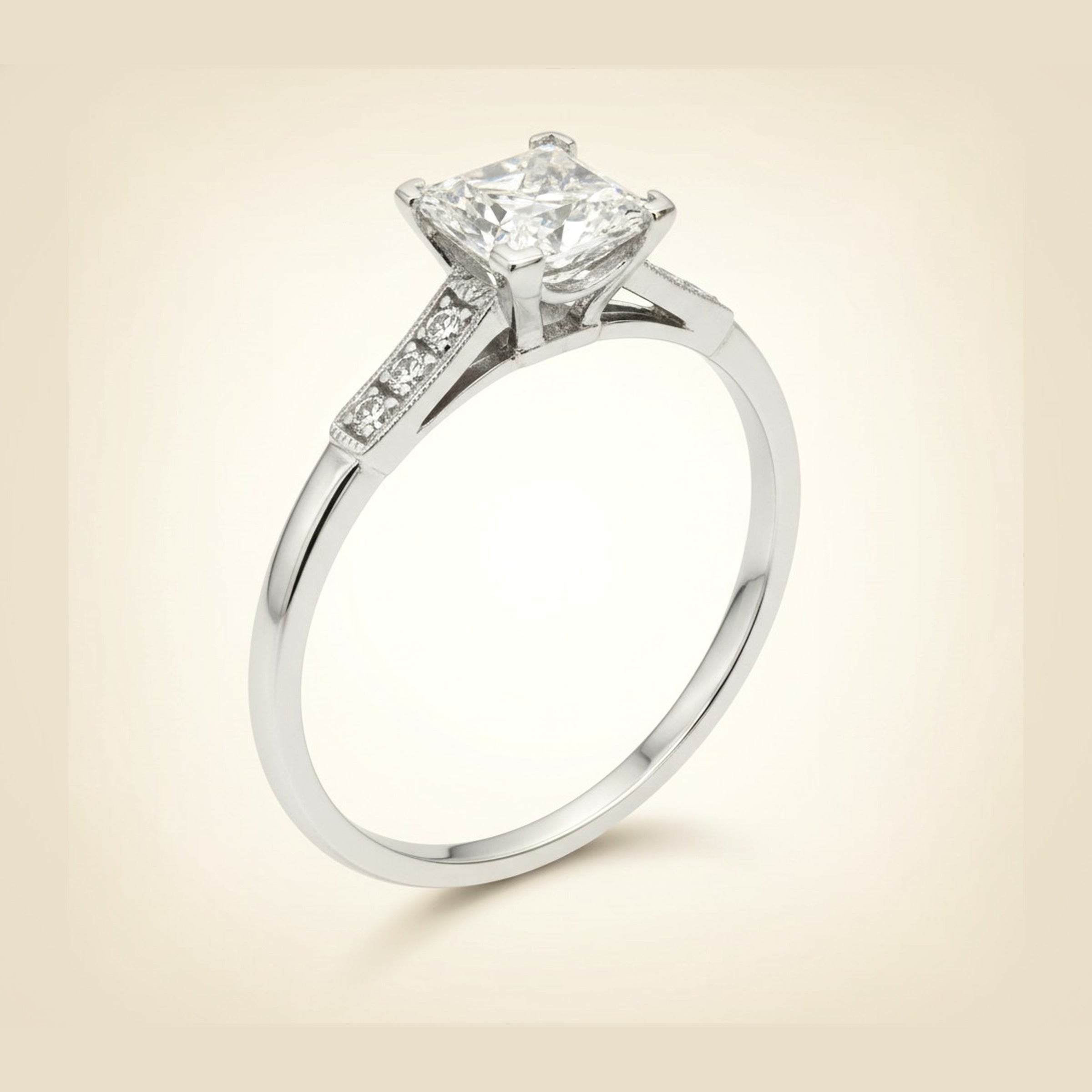 White Gold Princess Cut Diamond Engagement Ring