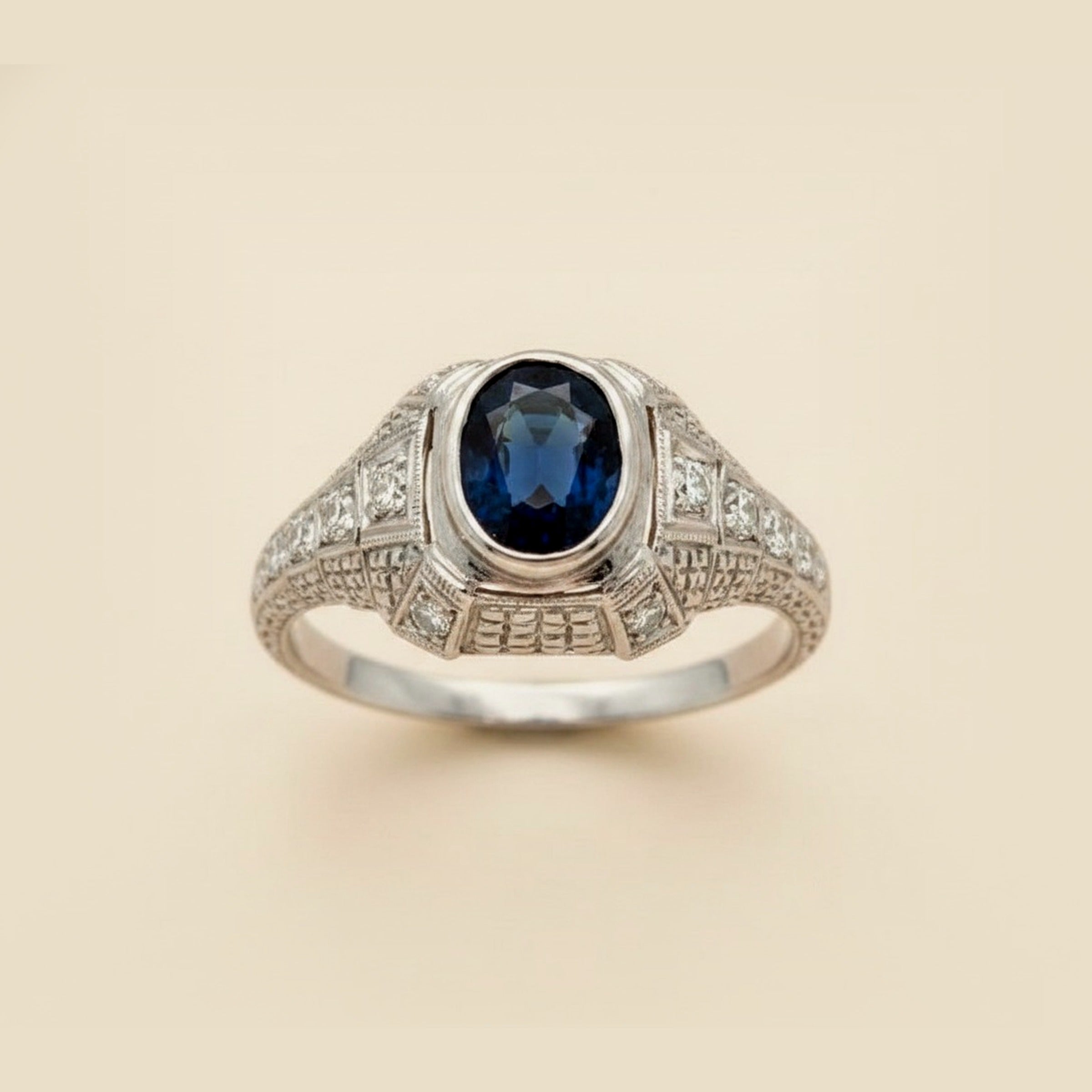 White Gold Sapphire and Diamond Cocktail Ring