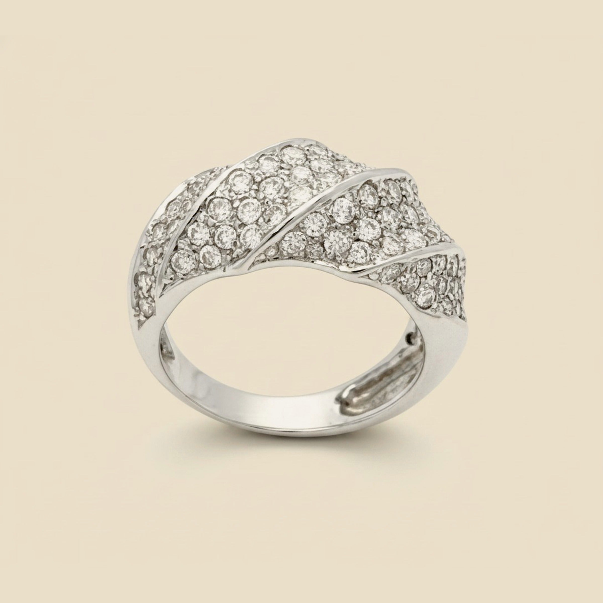 White Gold Sectional Diamond Cluster Ring