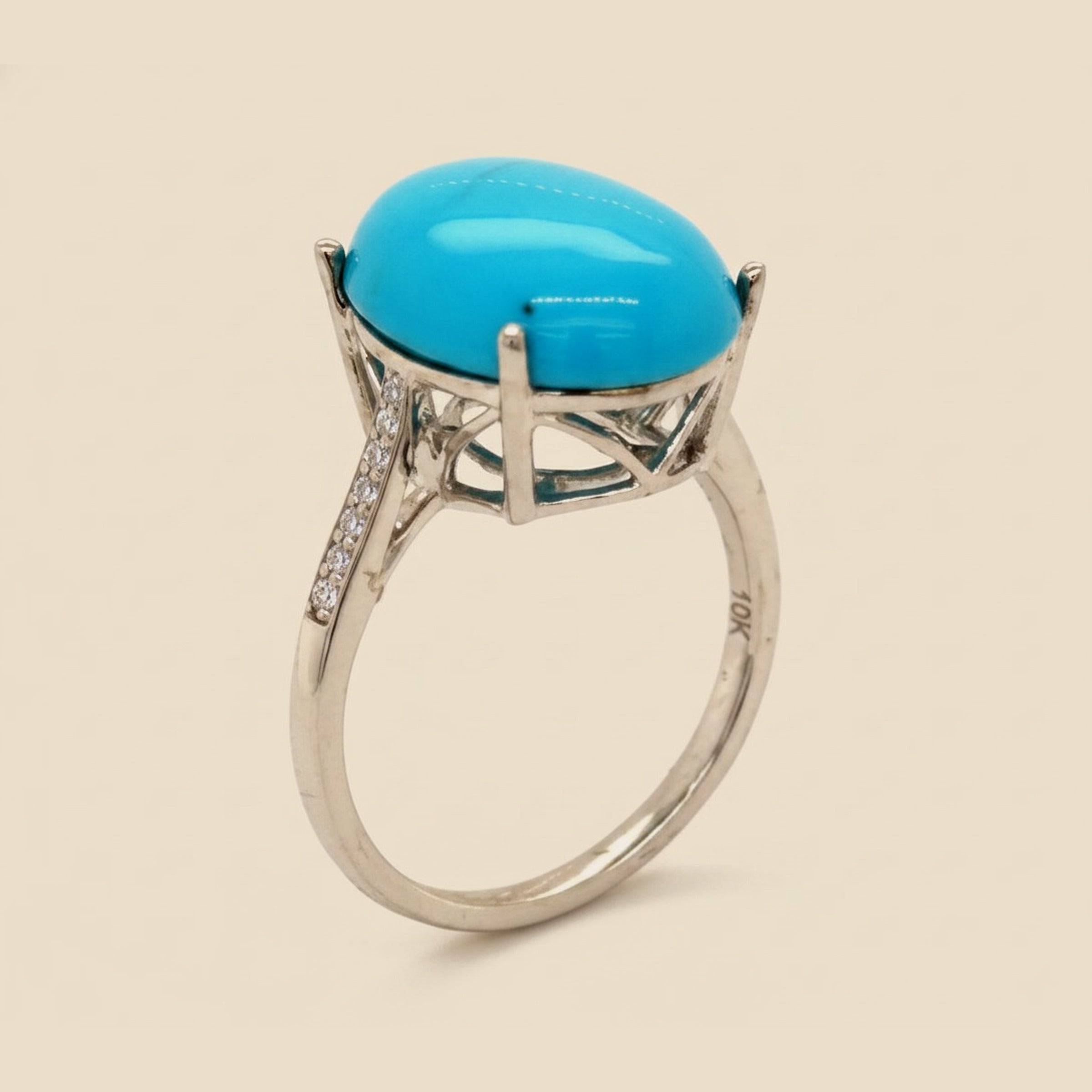White Gold Turquoise & Diamond Ring