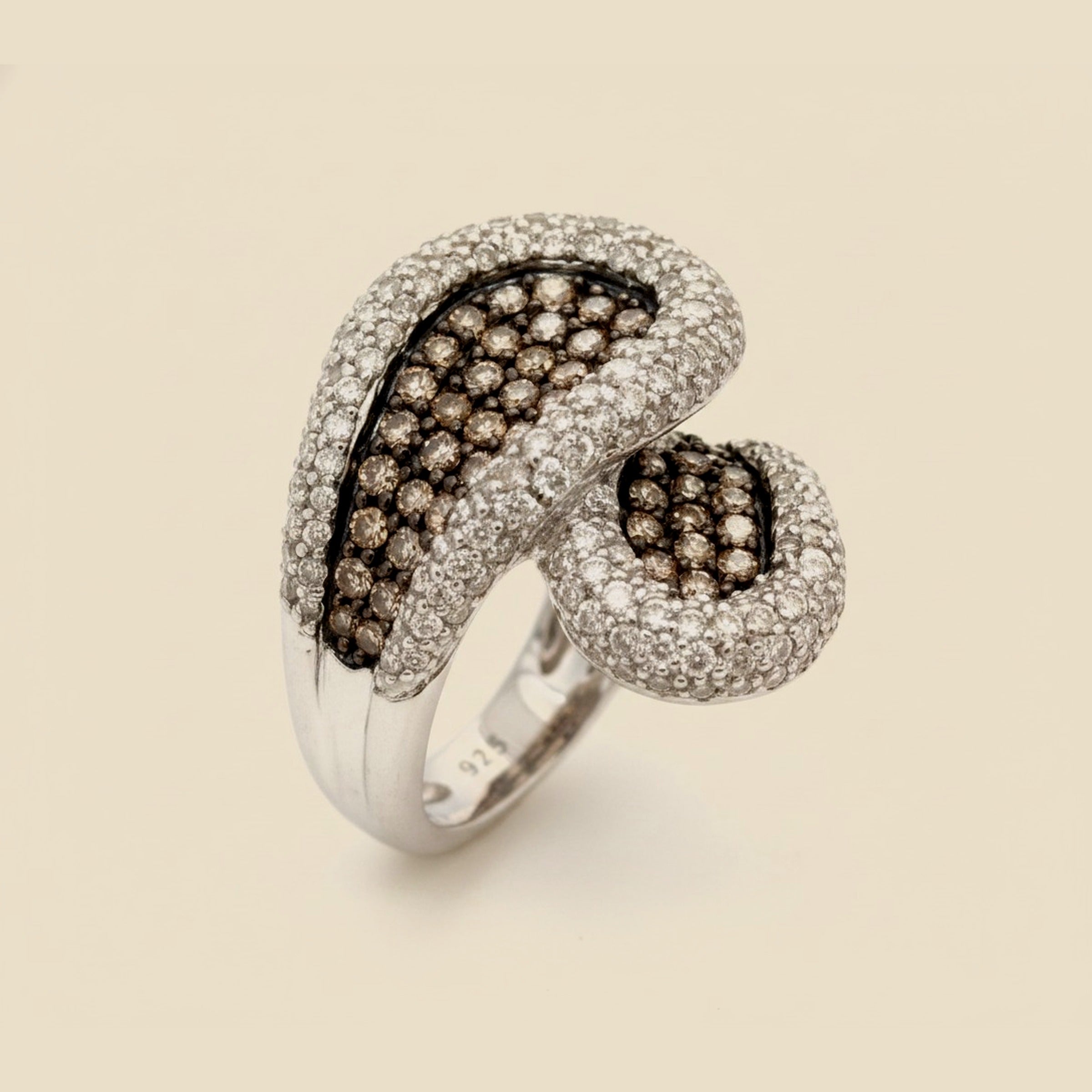 White Gold Two Tone Diamond Bypass Ring