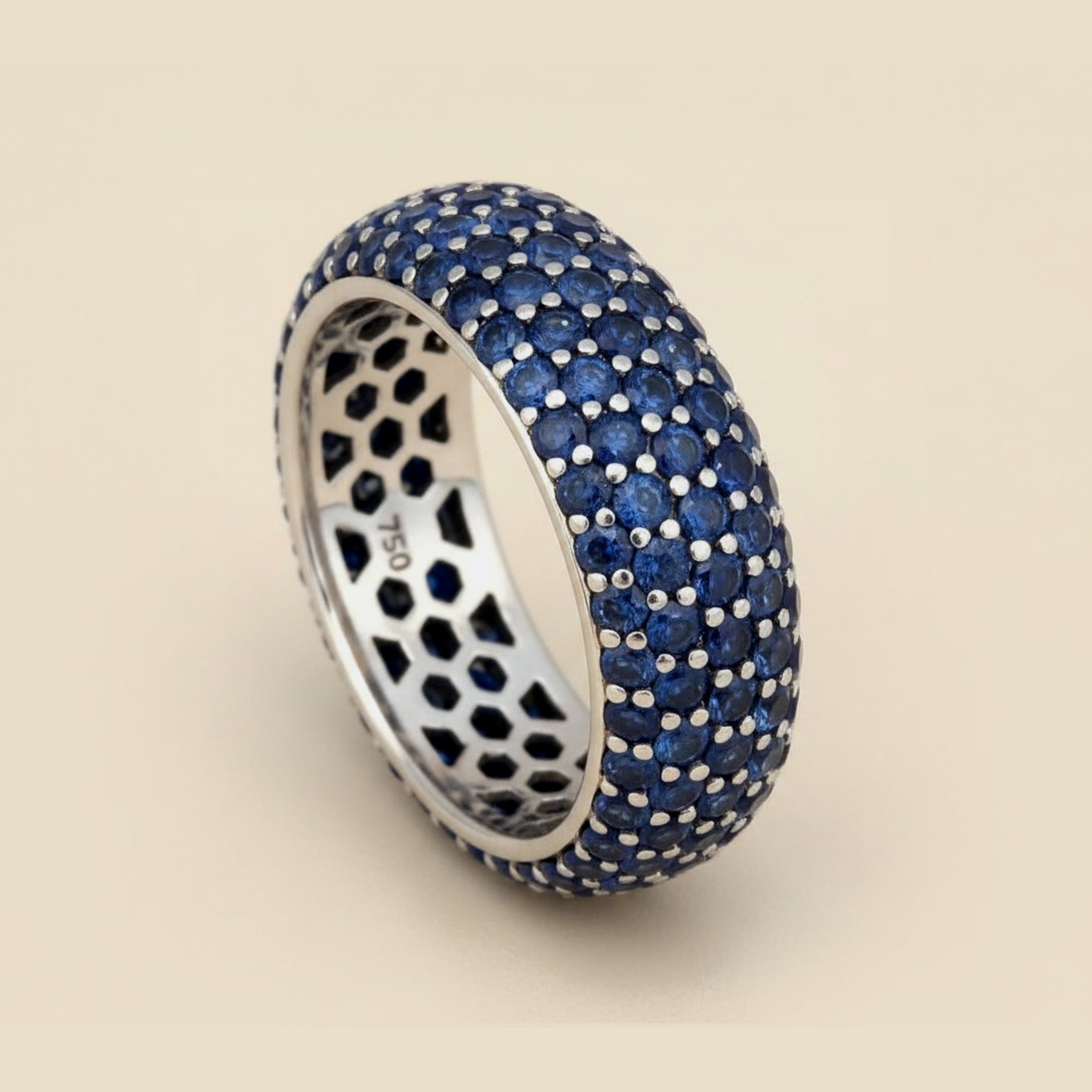 Wide White Gold Sapphire Band – Empire Diamond