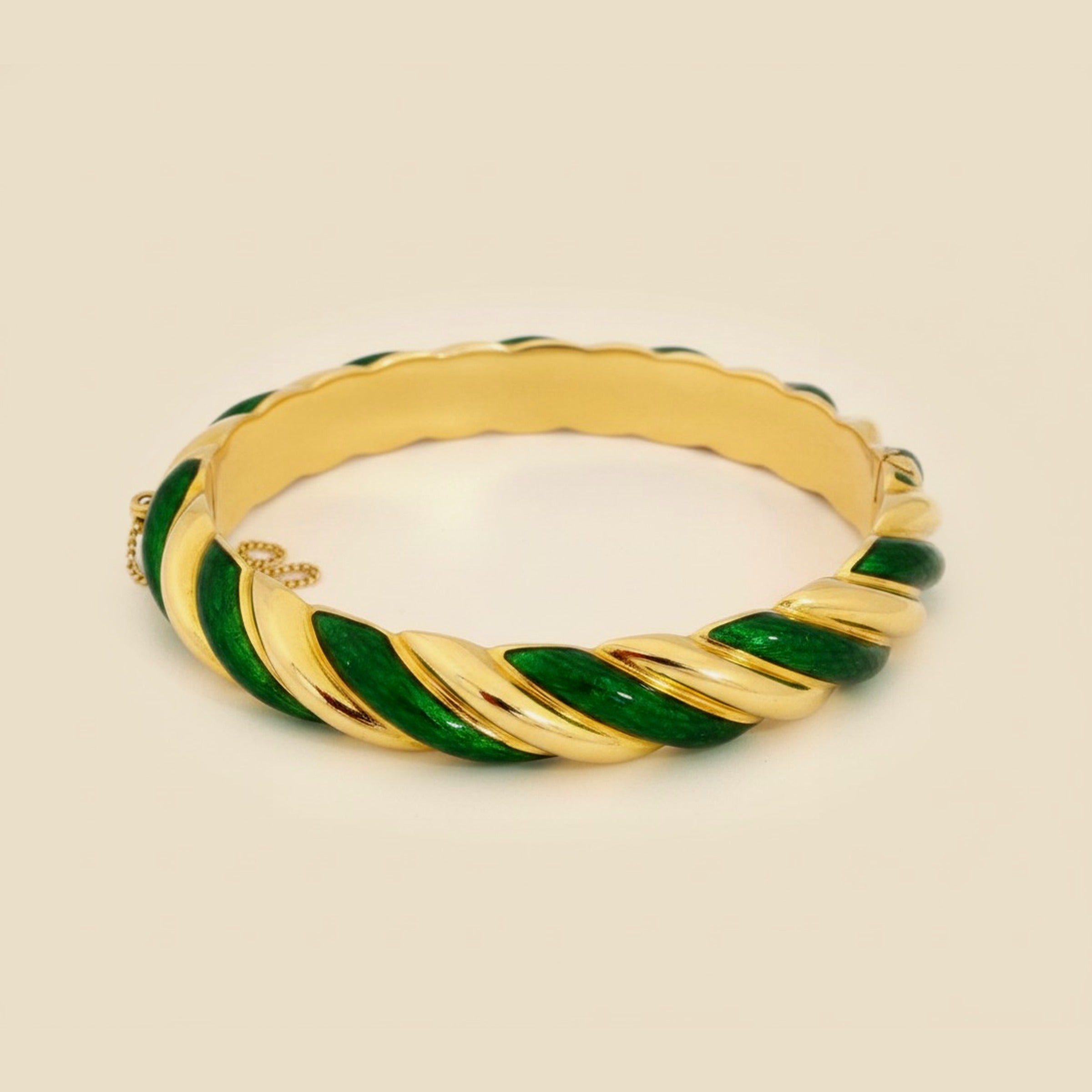 Yellow Gold and Green Enamel Bangle Bracelet (Italy) – Empire Diamond