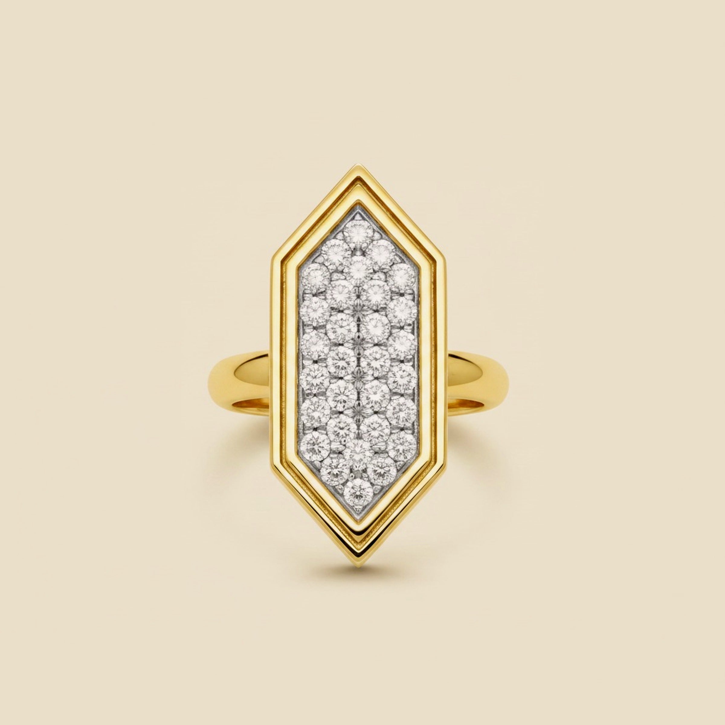 Yellow Gold Asymmetrical Ring adorned with Diamonds – Empire Diamond – view 2