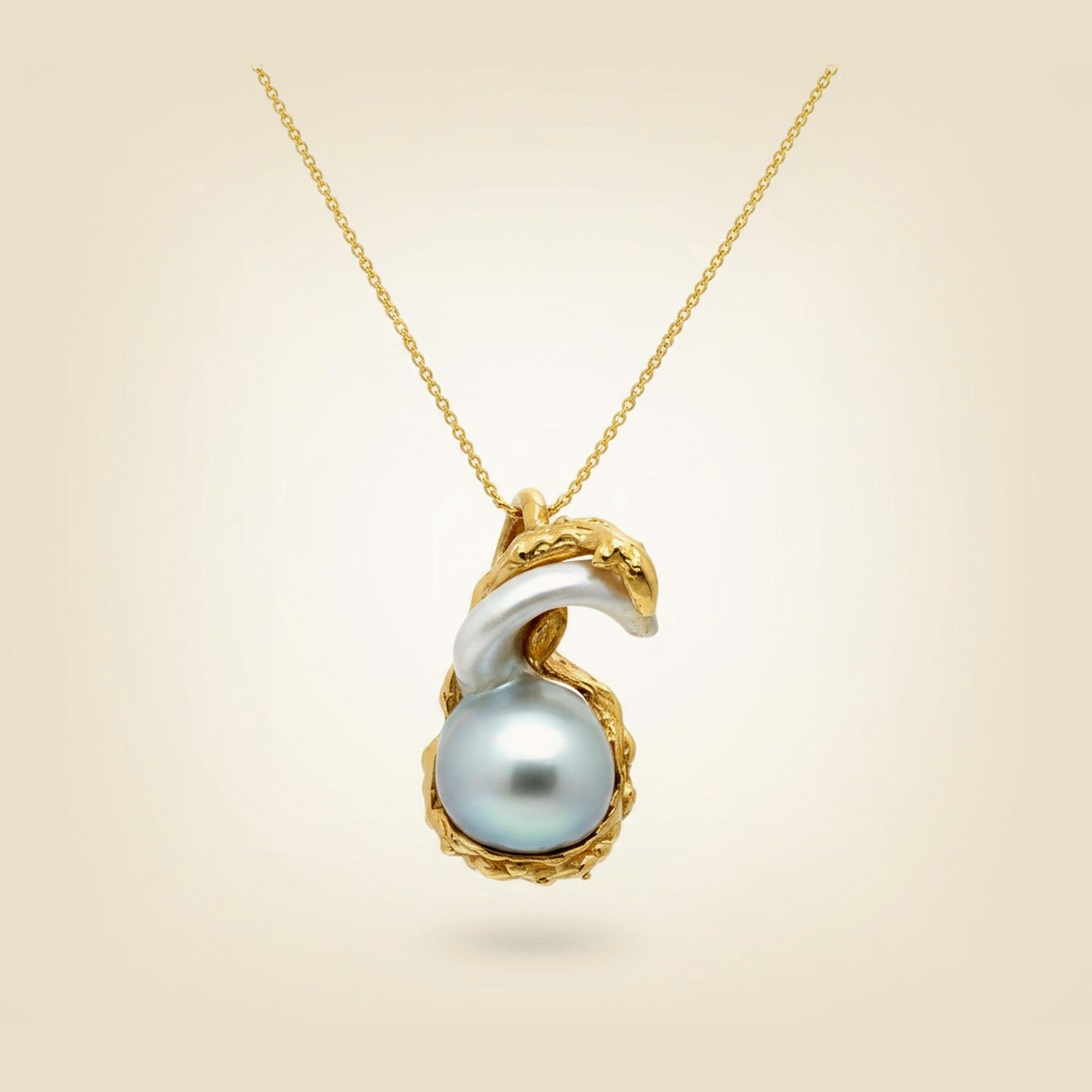 Yellow Gold Baroque Pearl Pendant