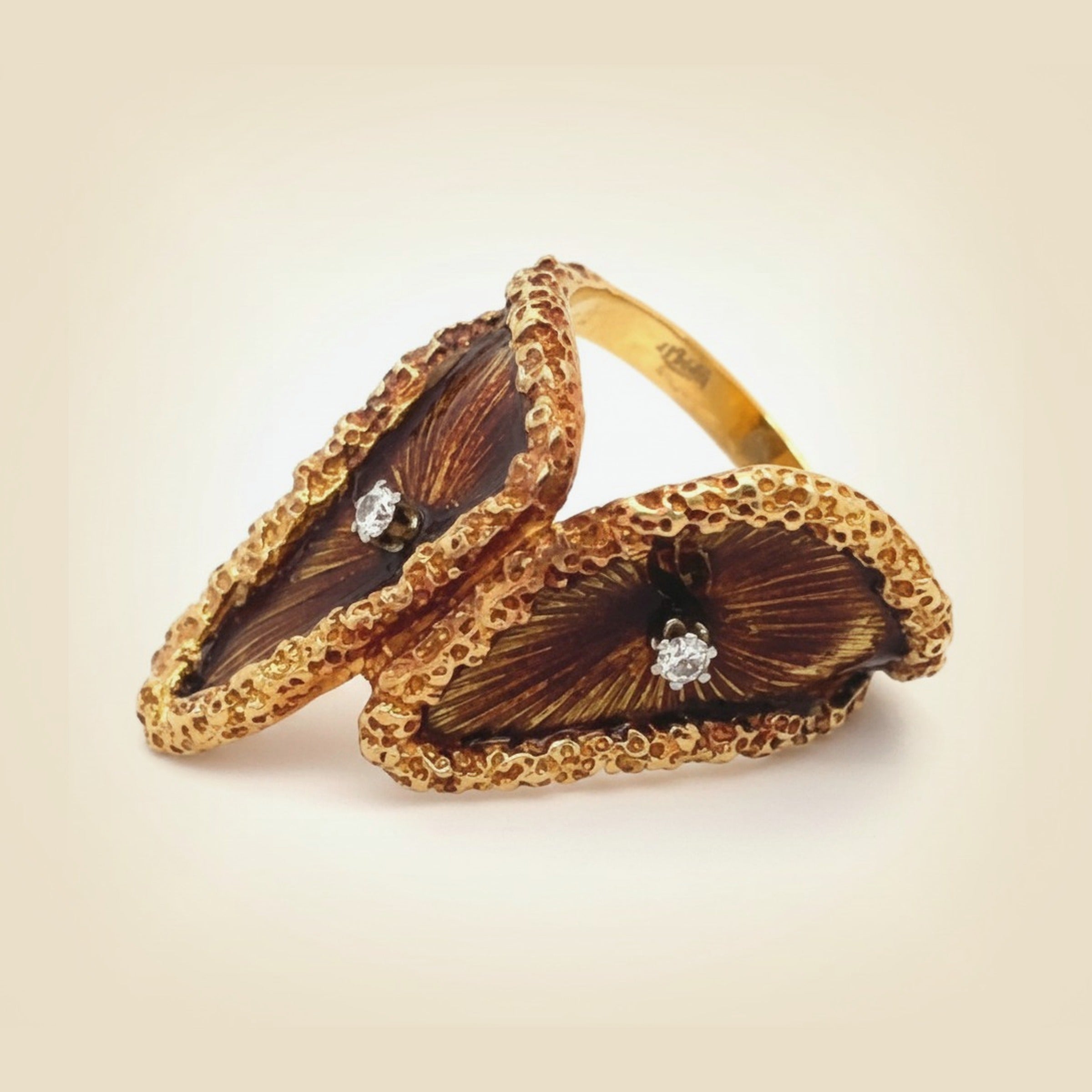 Yellow Gold Brown Enamel & Diamond Ring – Empire Diamond