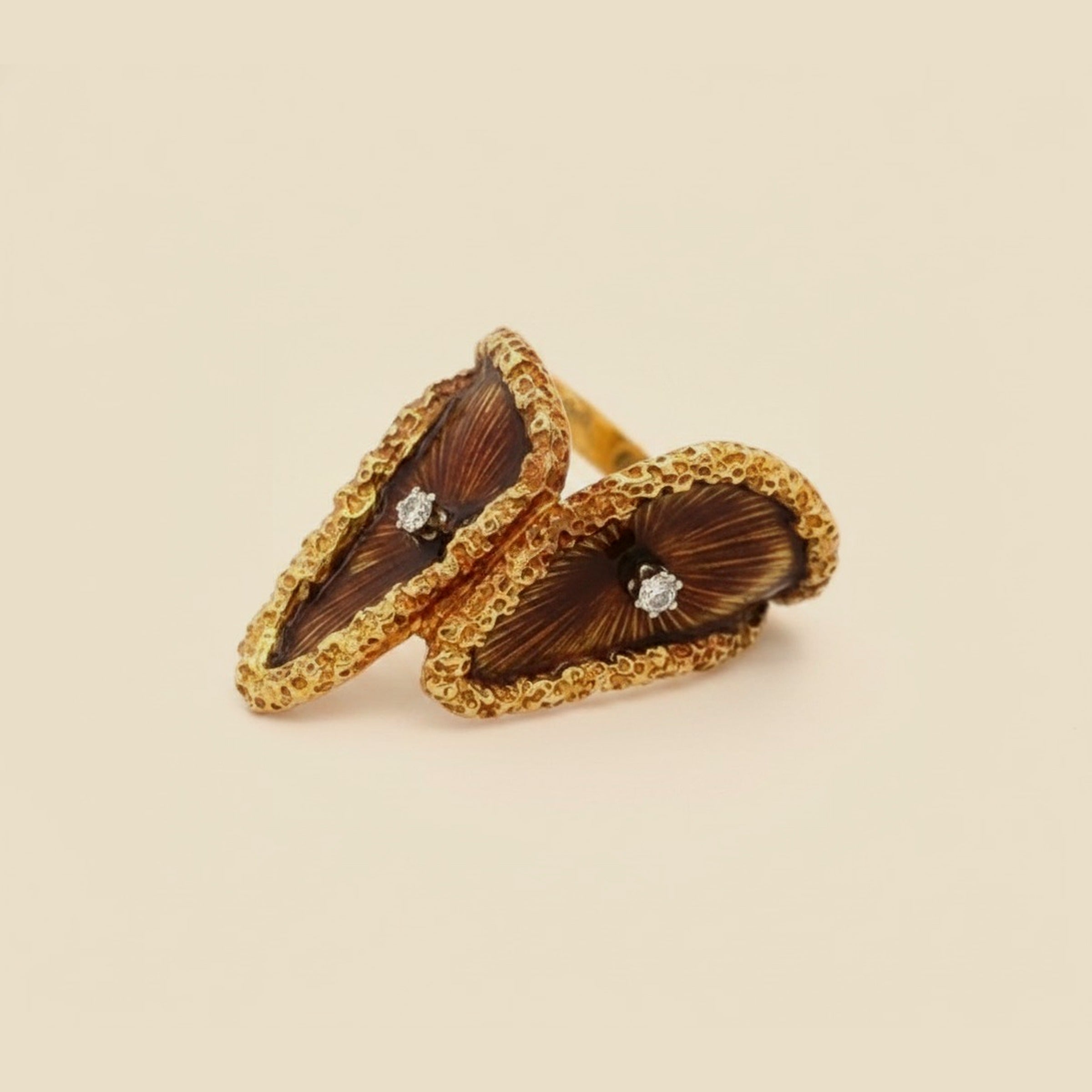 Yellow Gold Brown Enamel & Diamond Ring – Empire Diamond – view 2