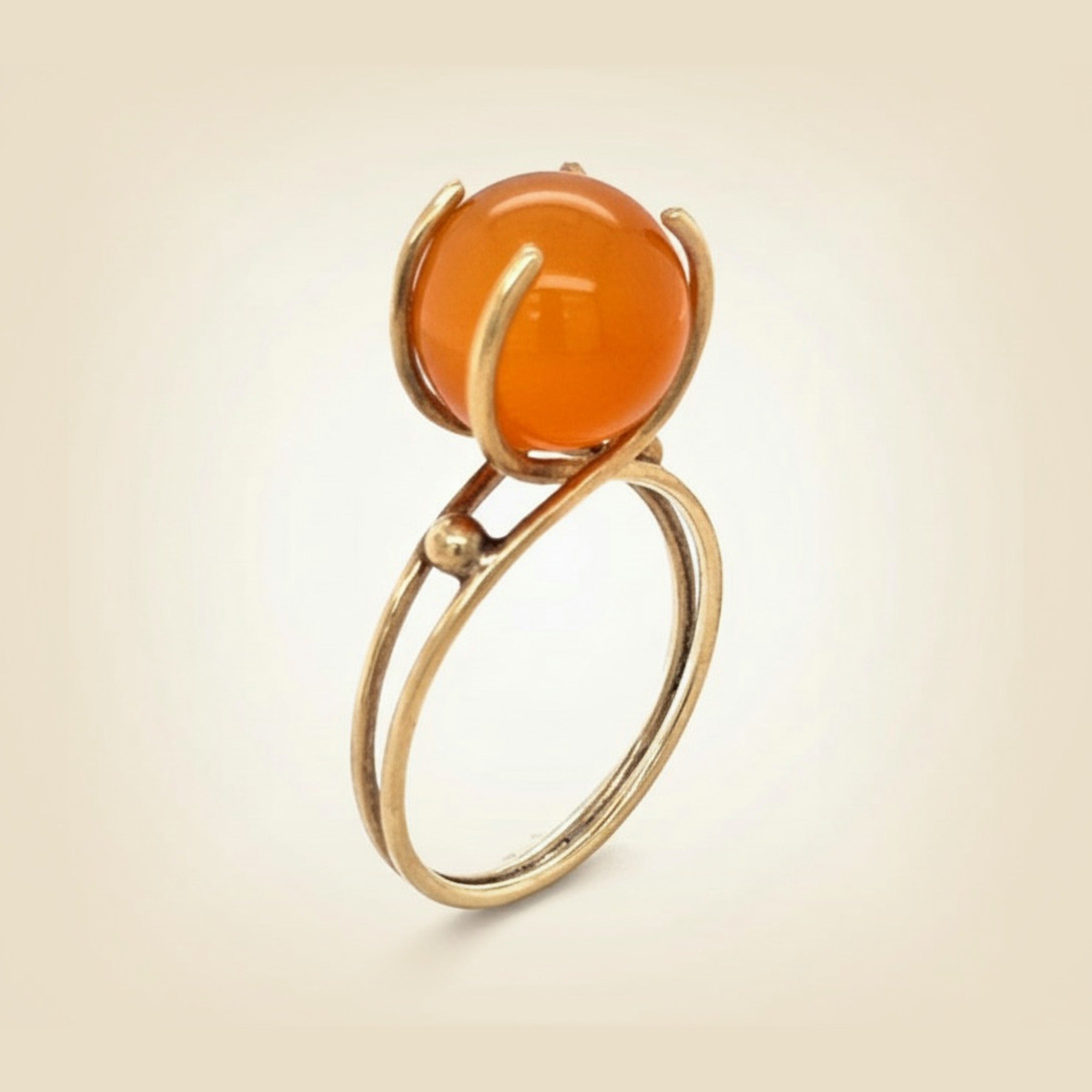 Yellow Gold Carnelian Ball Bead Ring