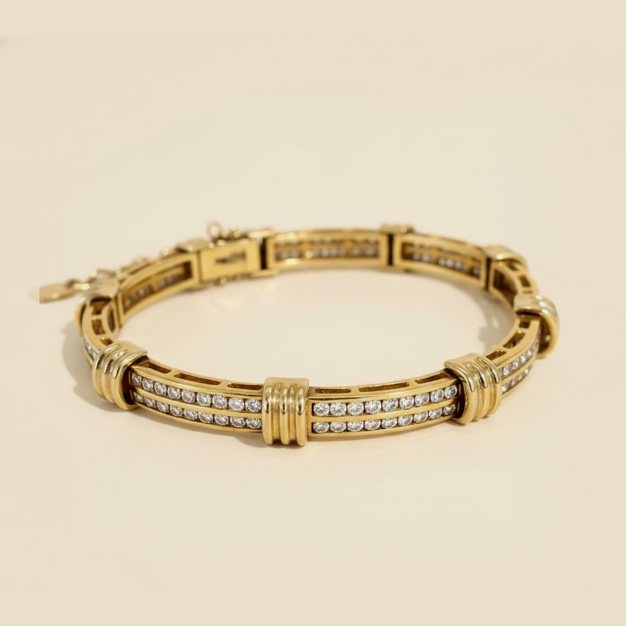 Yellow Gold Channel Set Diamond Link Bracelet – Empire Diamond