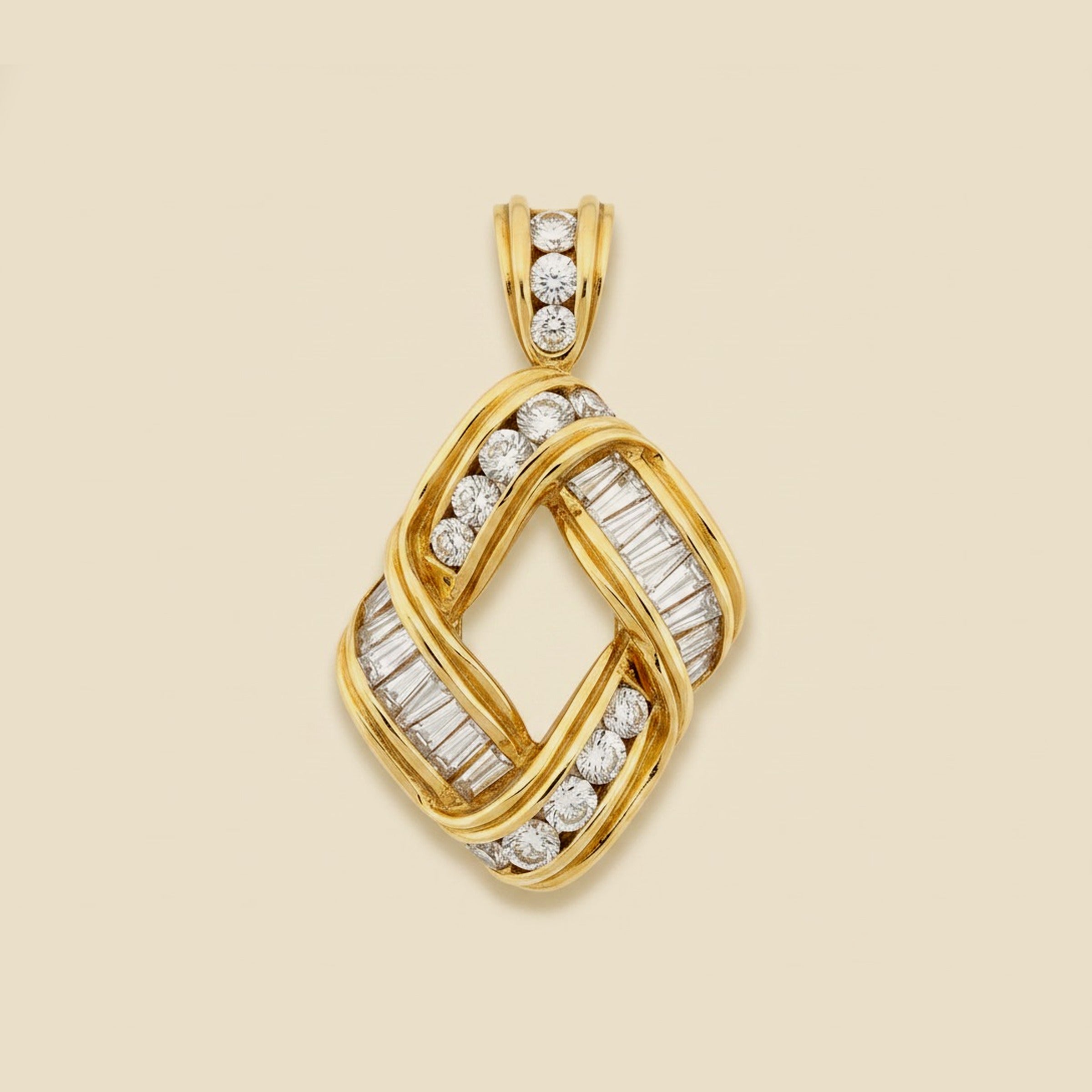 Yellow Gold Channel Set Diamond Pin/Pendant