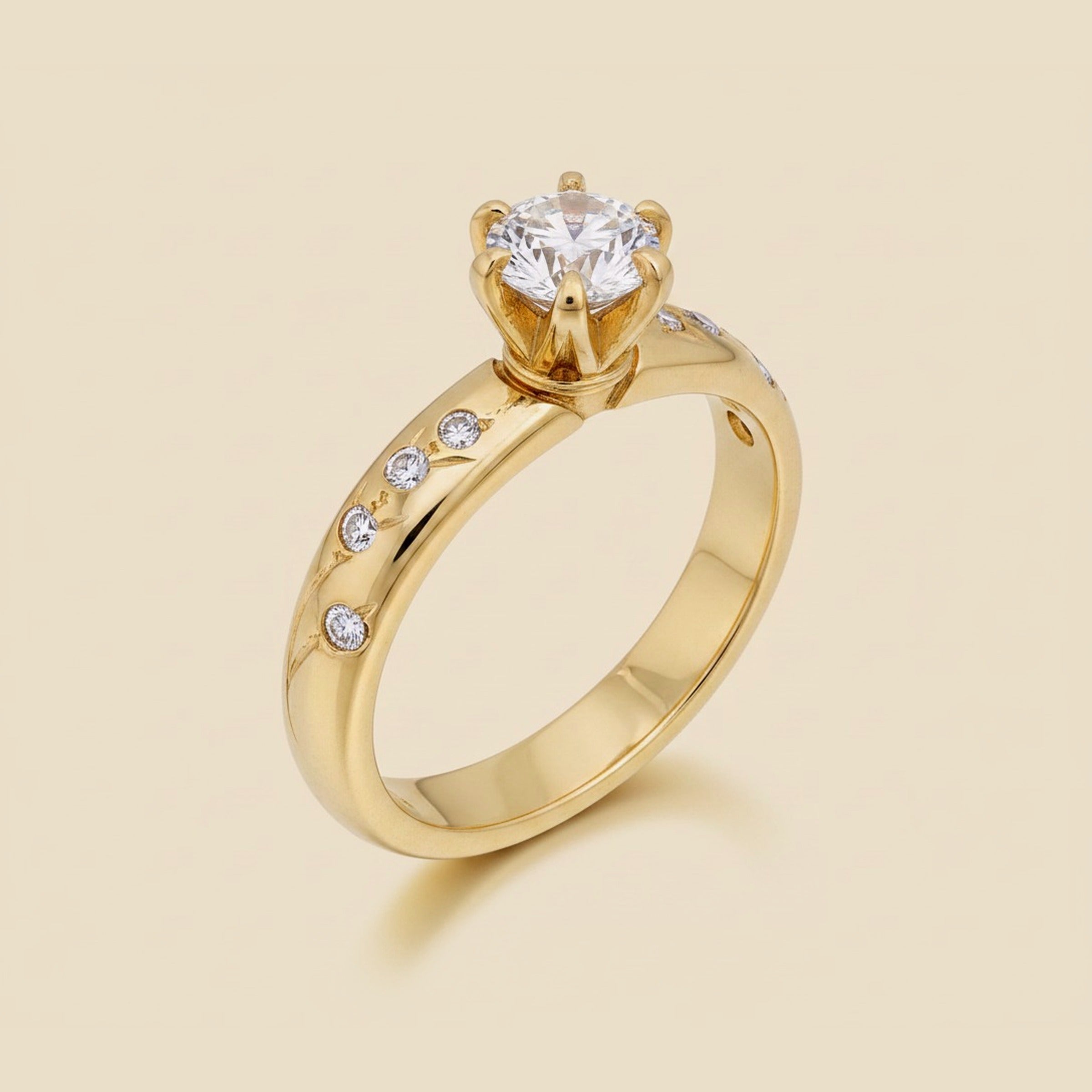 Yellow Gold Diamond Engagement Ring, 6 Prong Setting – Empire Diamond
