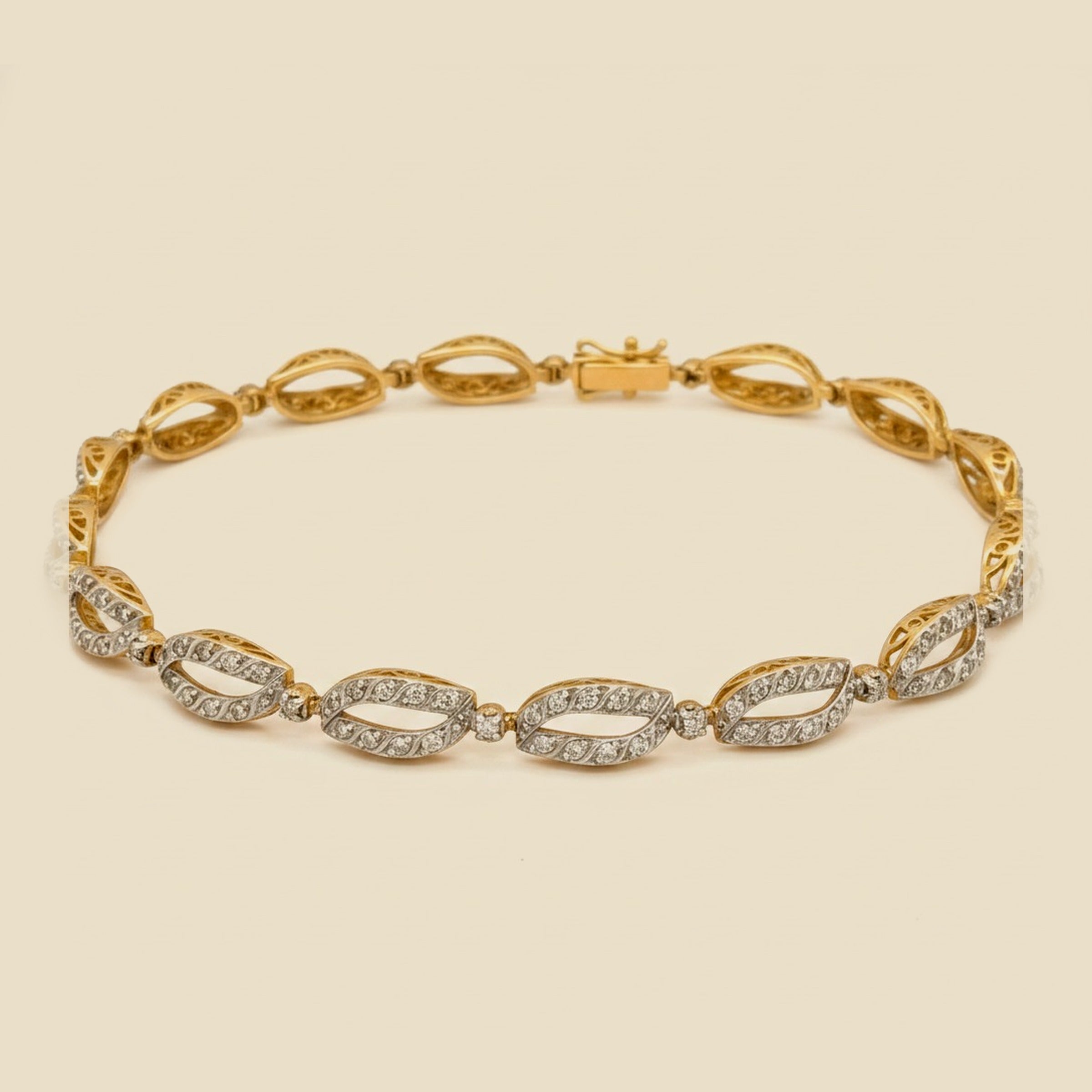 Yellow Gold Diamond Oval Link Bracelet
