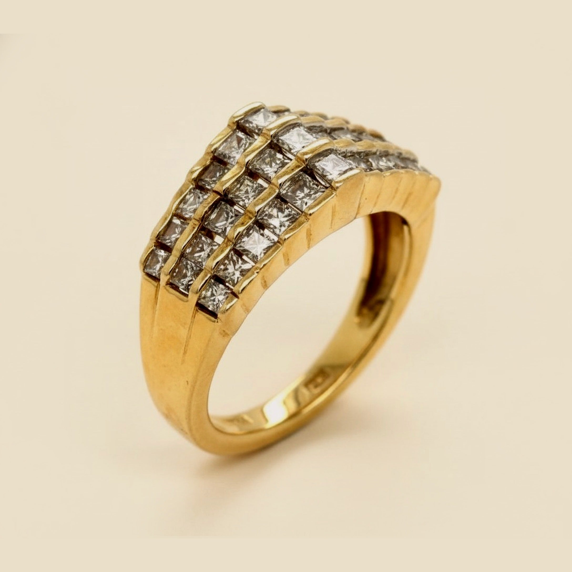 Yellow Gold Diamond Pyramid Ring