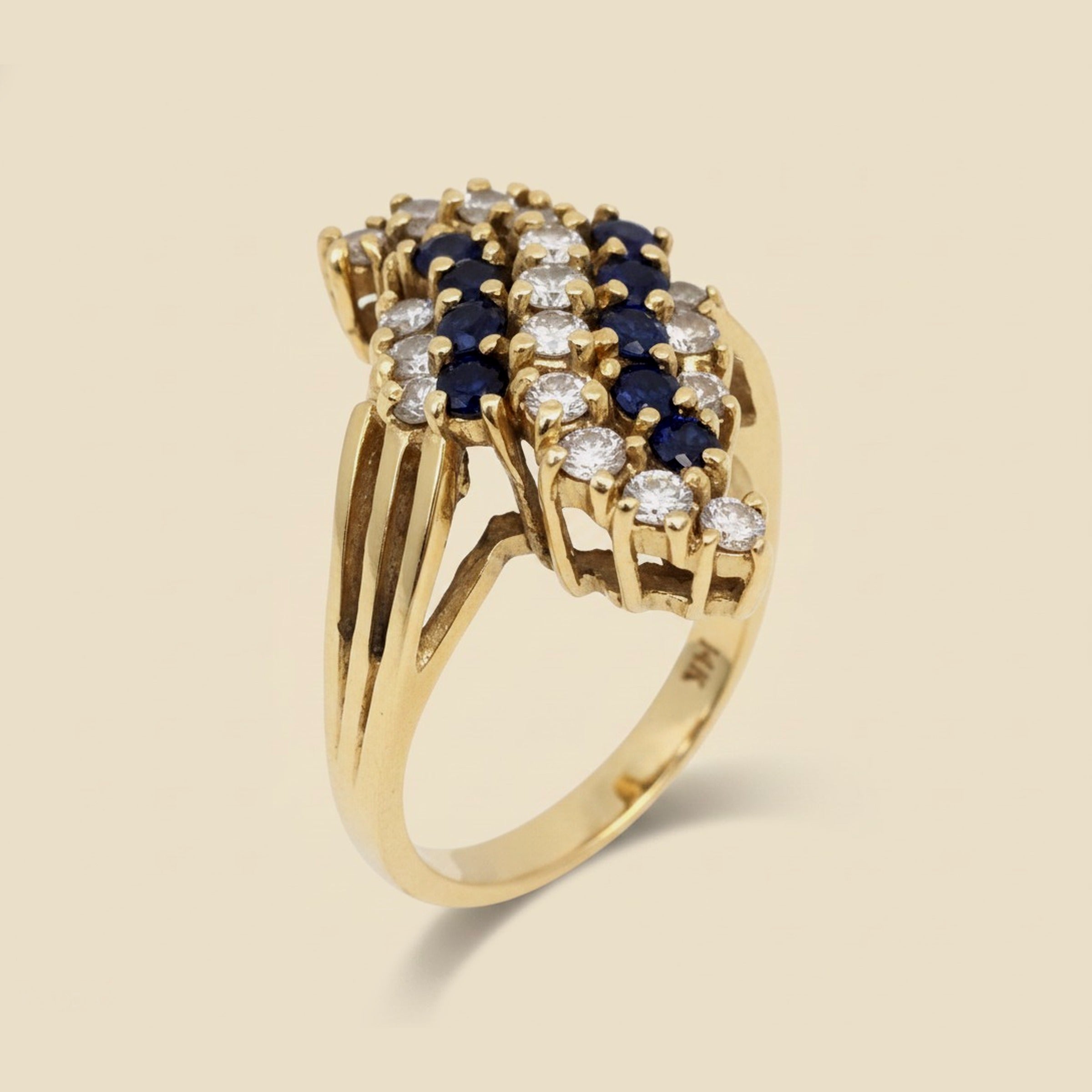 Yellow Gold Diamond & Sapphire Cluster Ring
