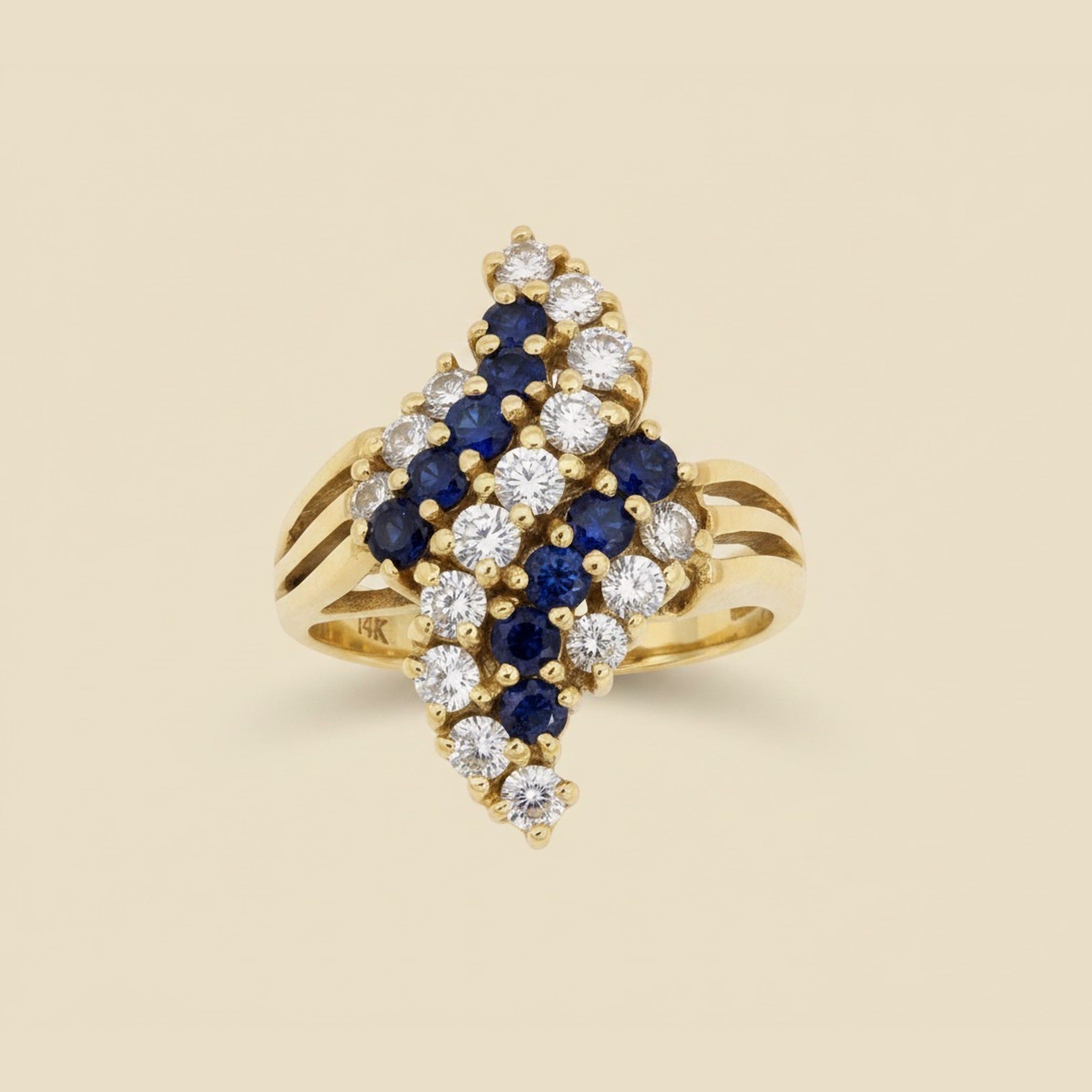 Yellow Gold Diamond & Sapphire Cluster Ring