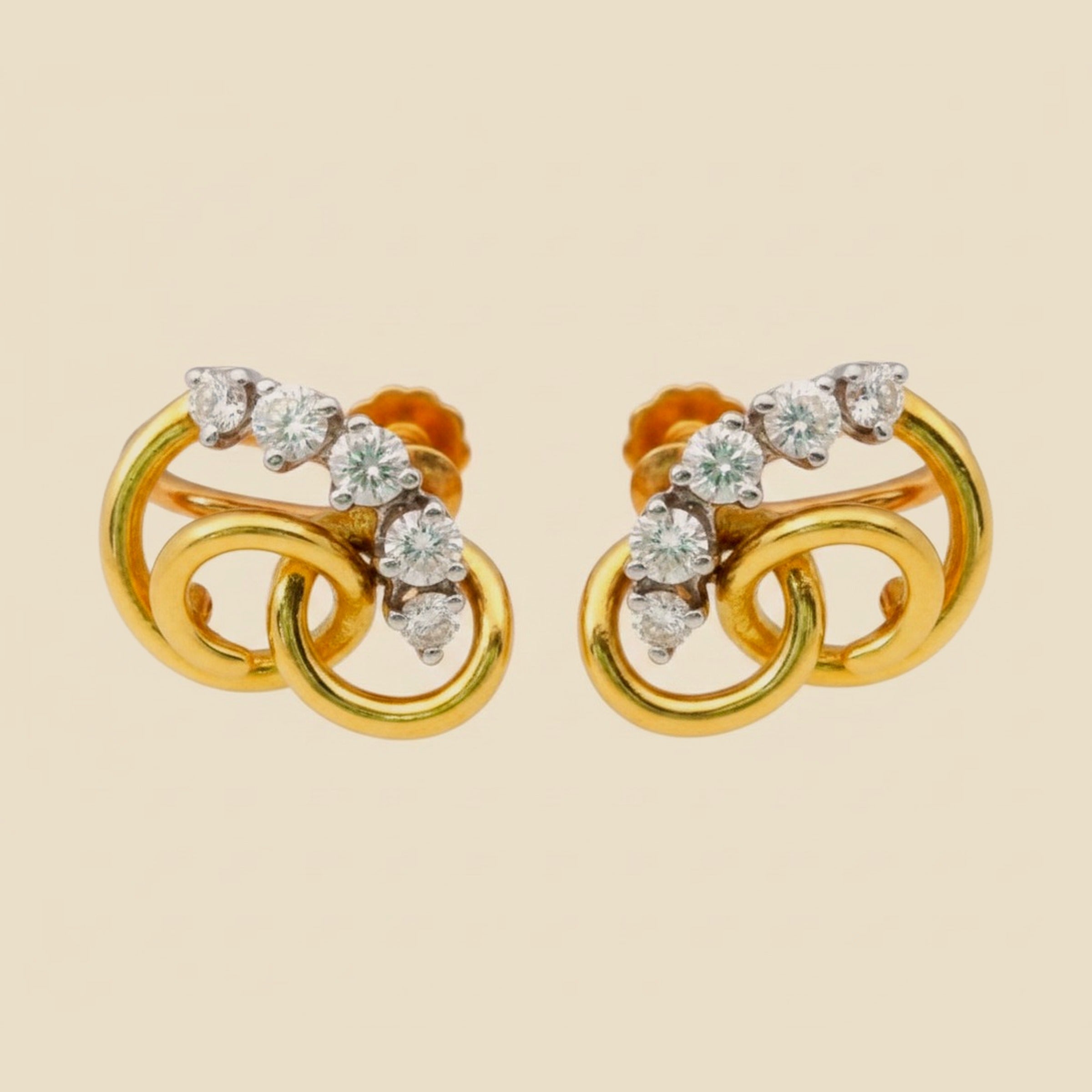 Yellow Gold Diamond Swirl Screwback Earrings – Empire Diamond