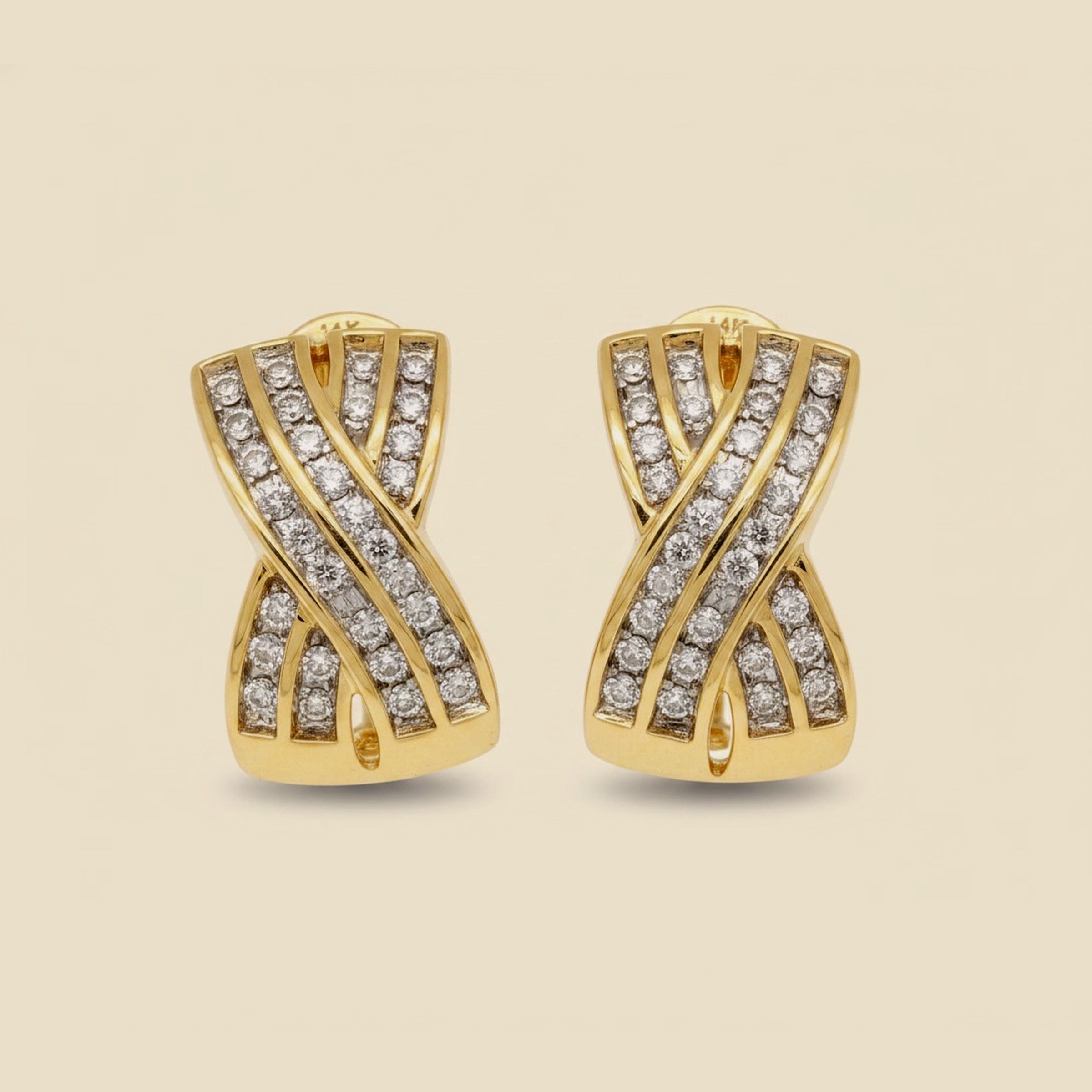 Yellow Gold Diamond "X" Earrings