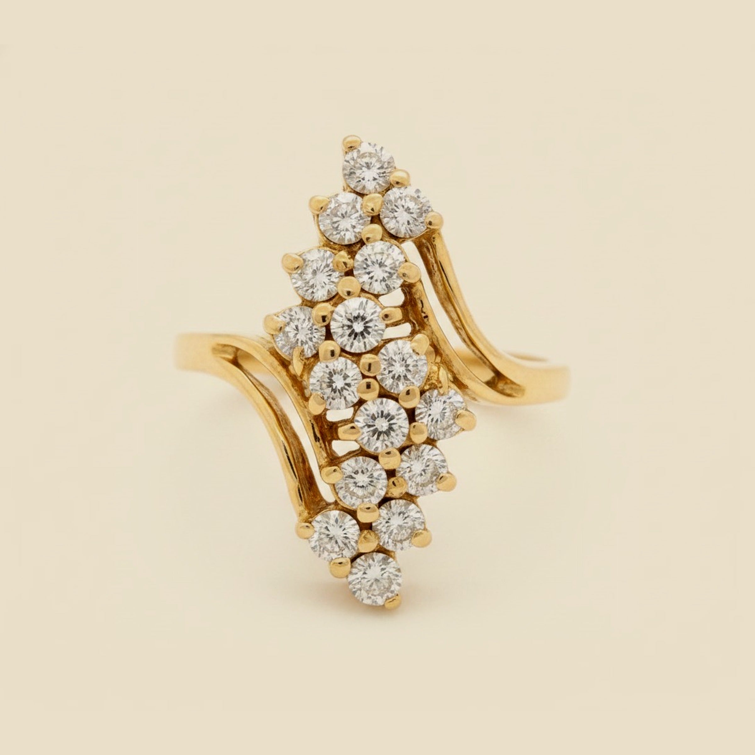 Yellow Gold Diamond ZigZag Ring