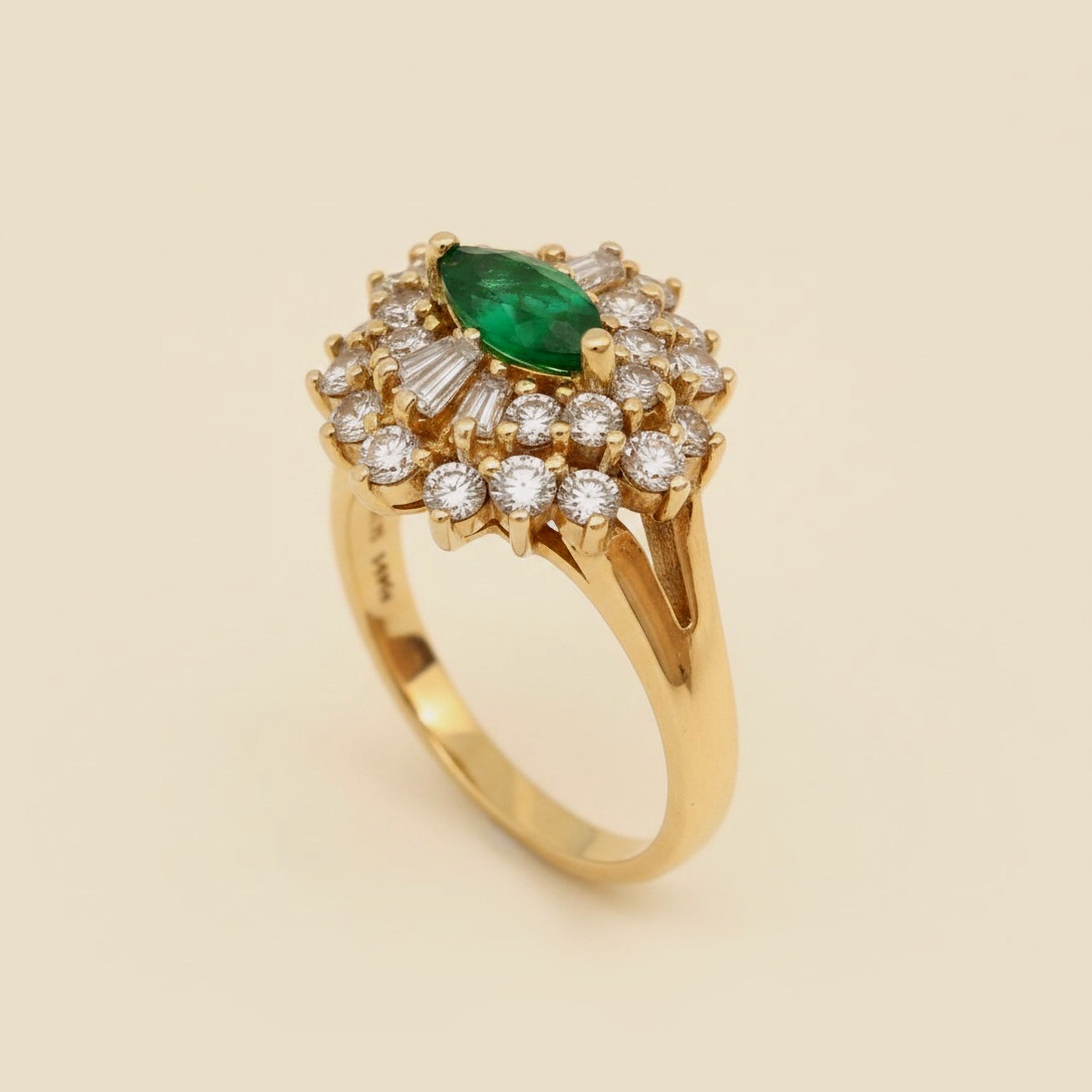 Yellow Gold Emerald & Diamond Cocktail Ring – Empire Diamond