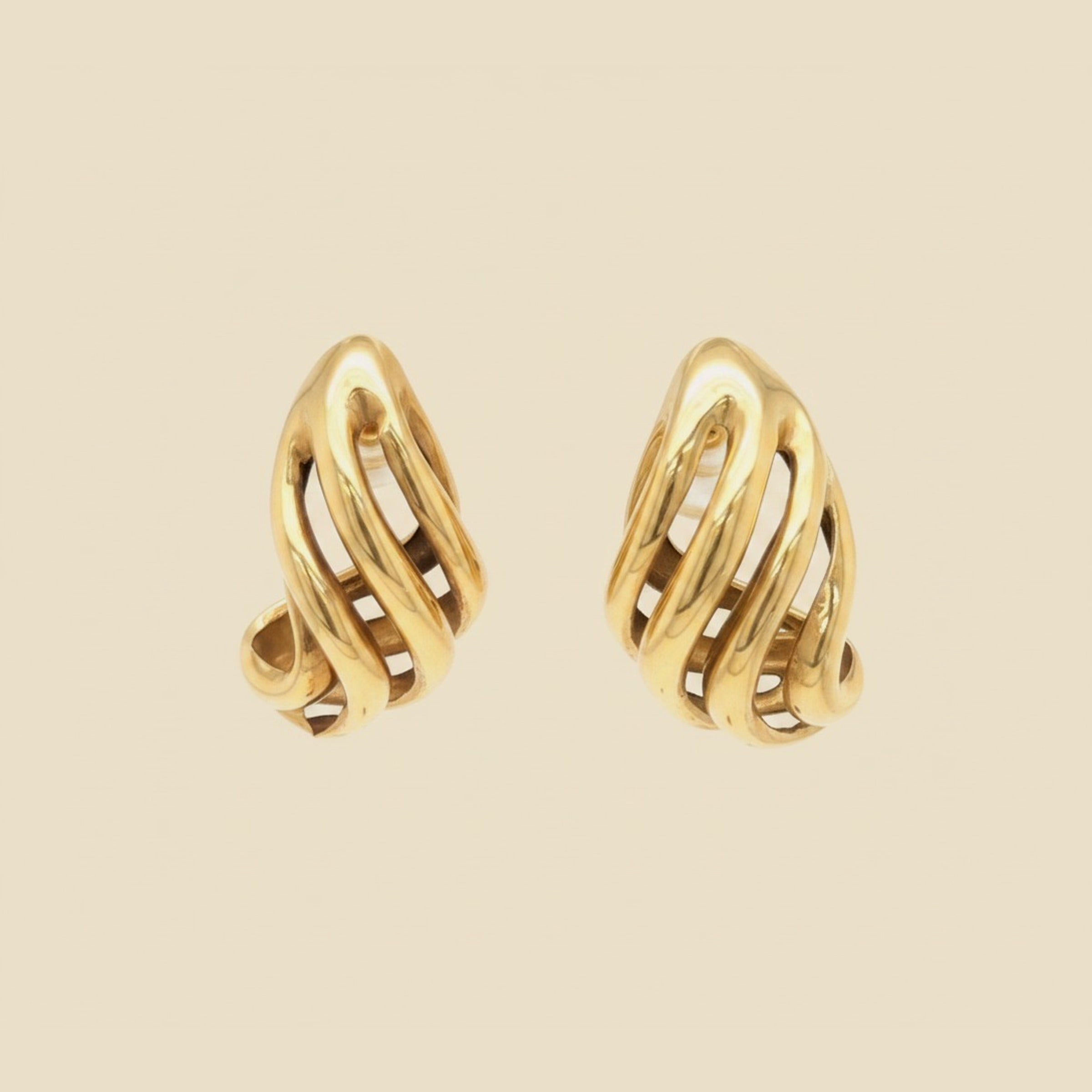 Yellow Gold Free Form Earrings