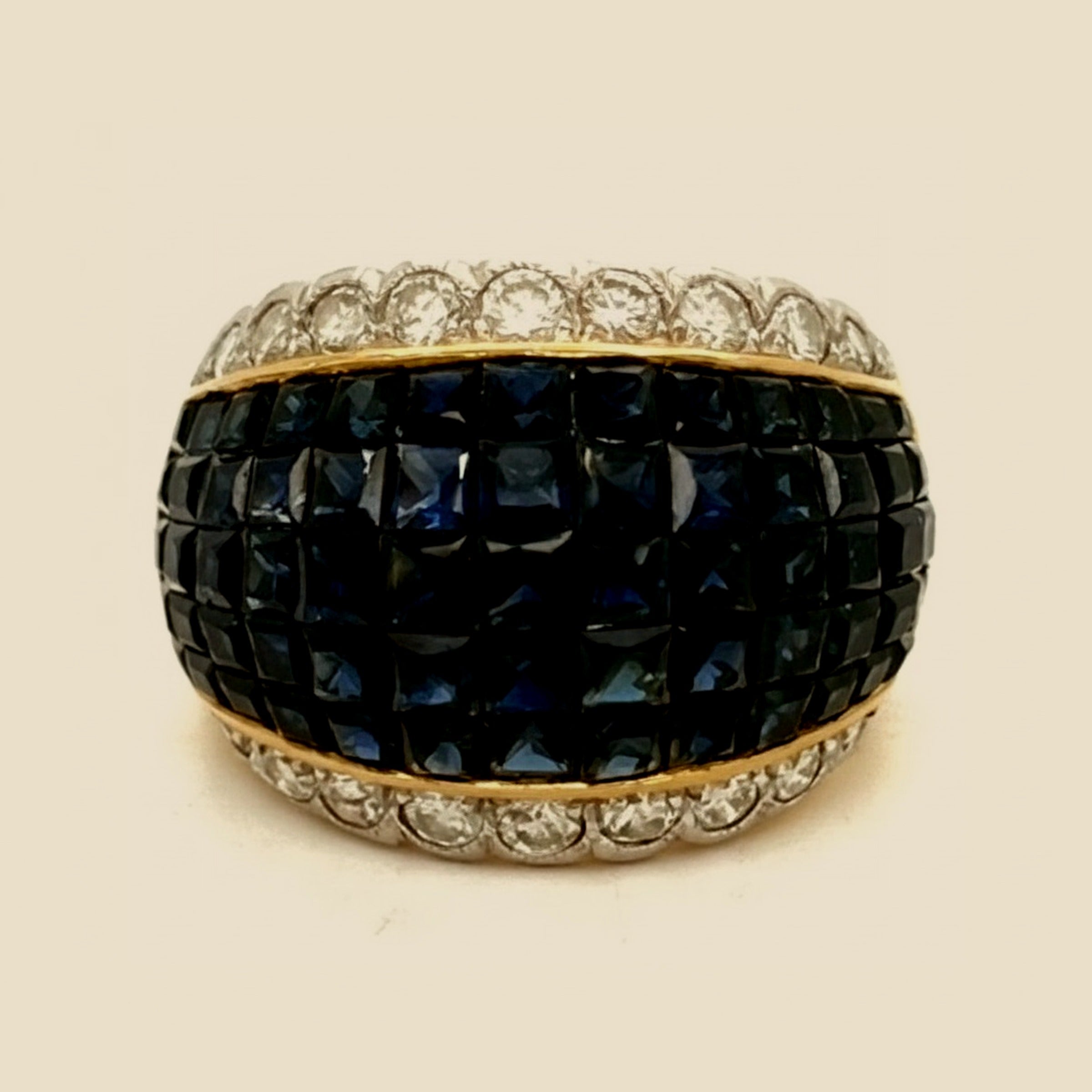 Yellow Gold Invisibly Set Sapphire & Diamond Ring – Empire Diamond