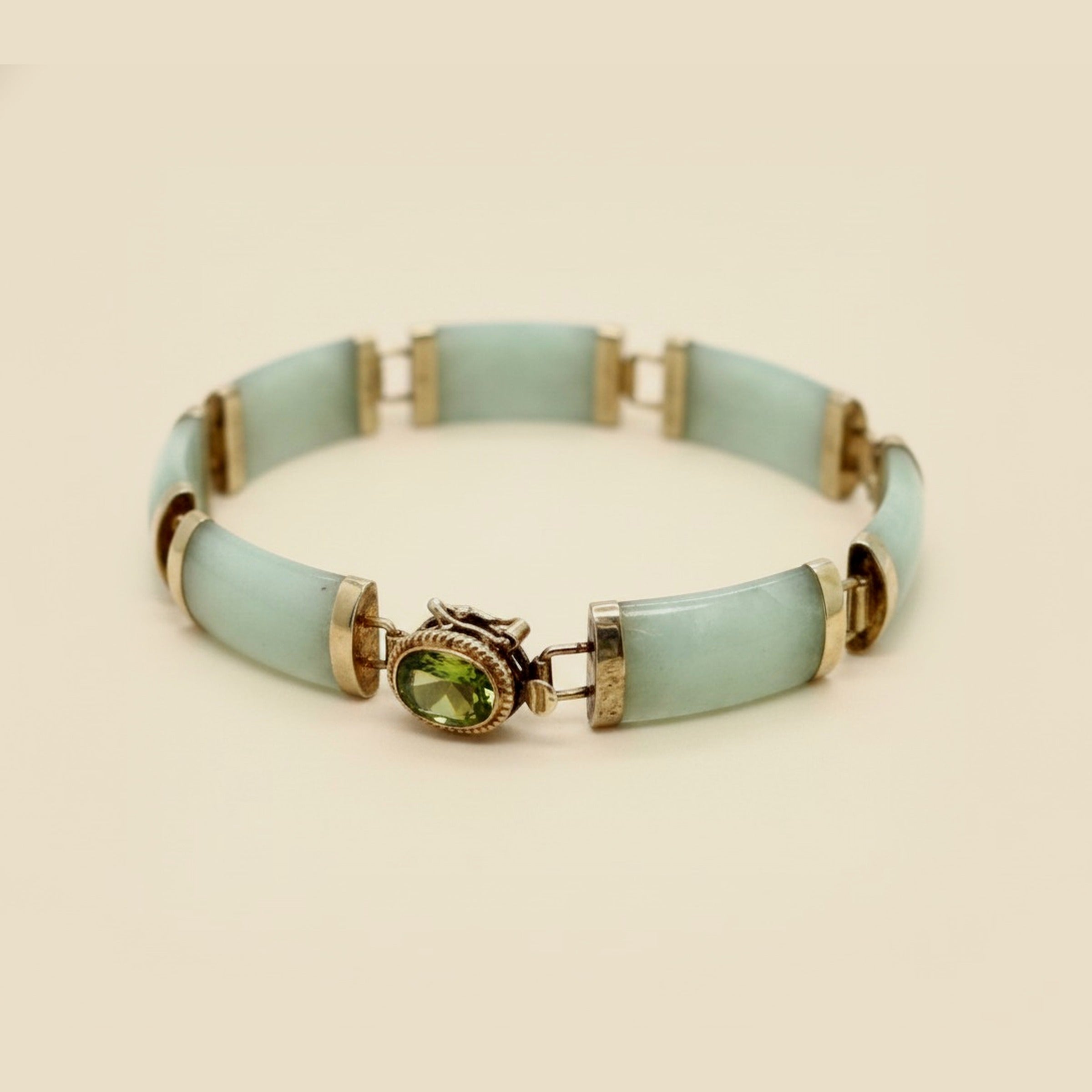 Yellow Gold Jade Link Bracelet
