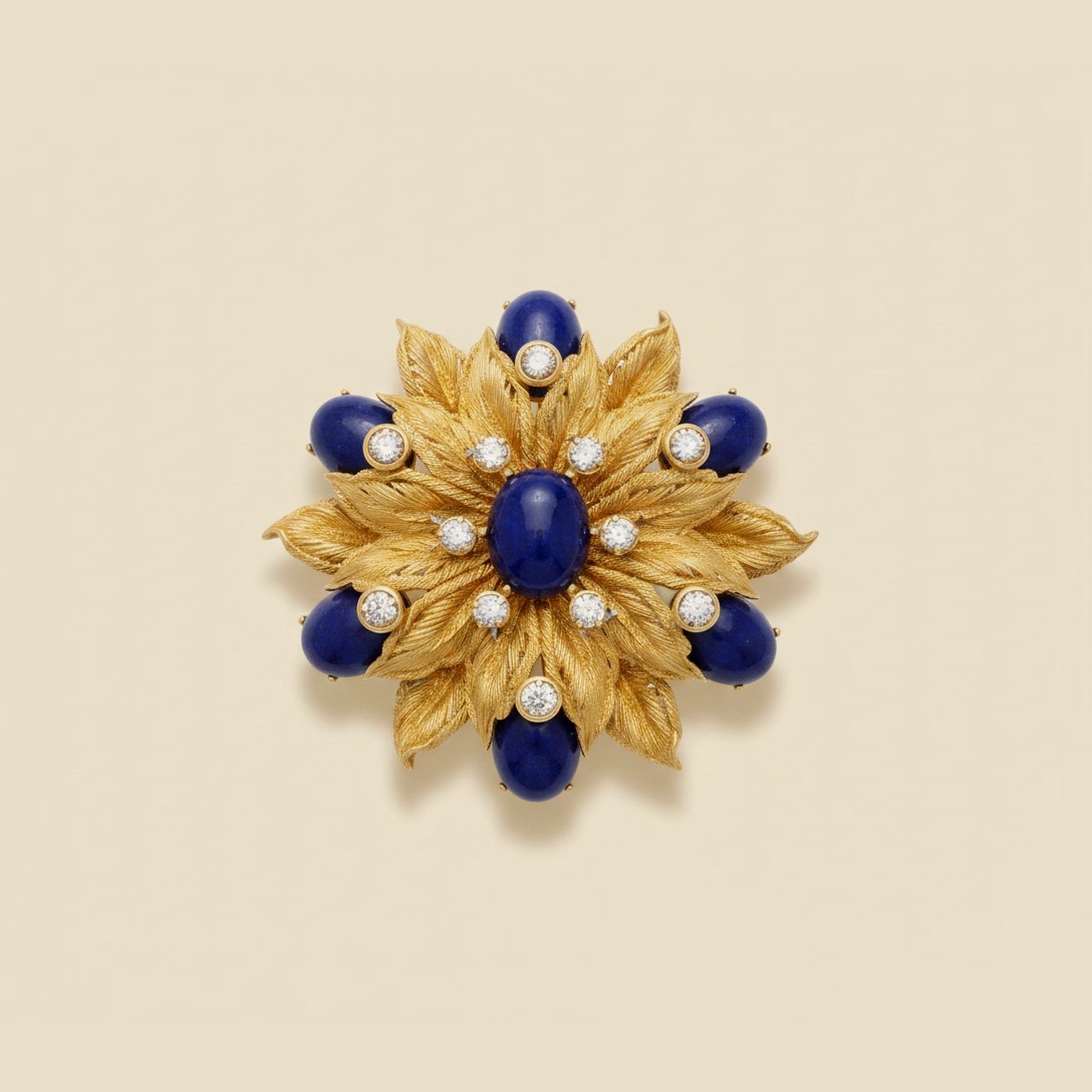 Yellow Gold Lapis & Diamond Flower Pendant/Pin – Empire Diamond