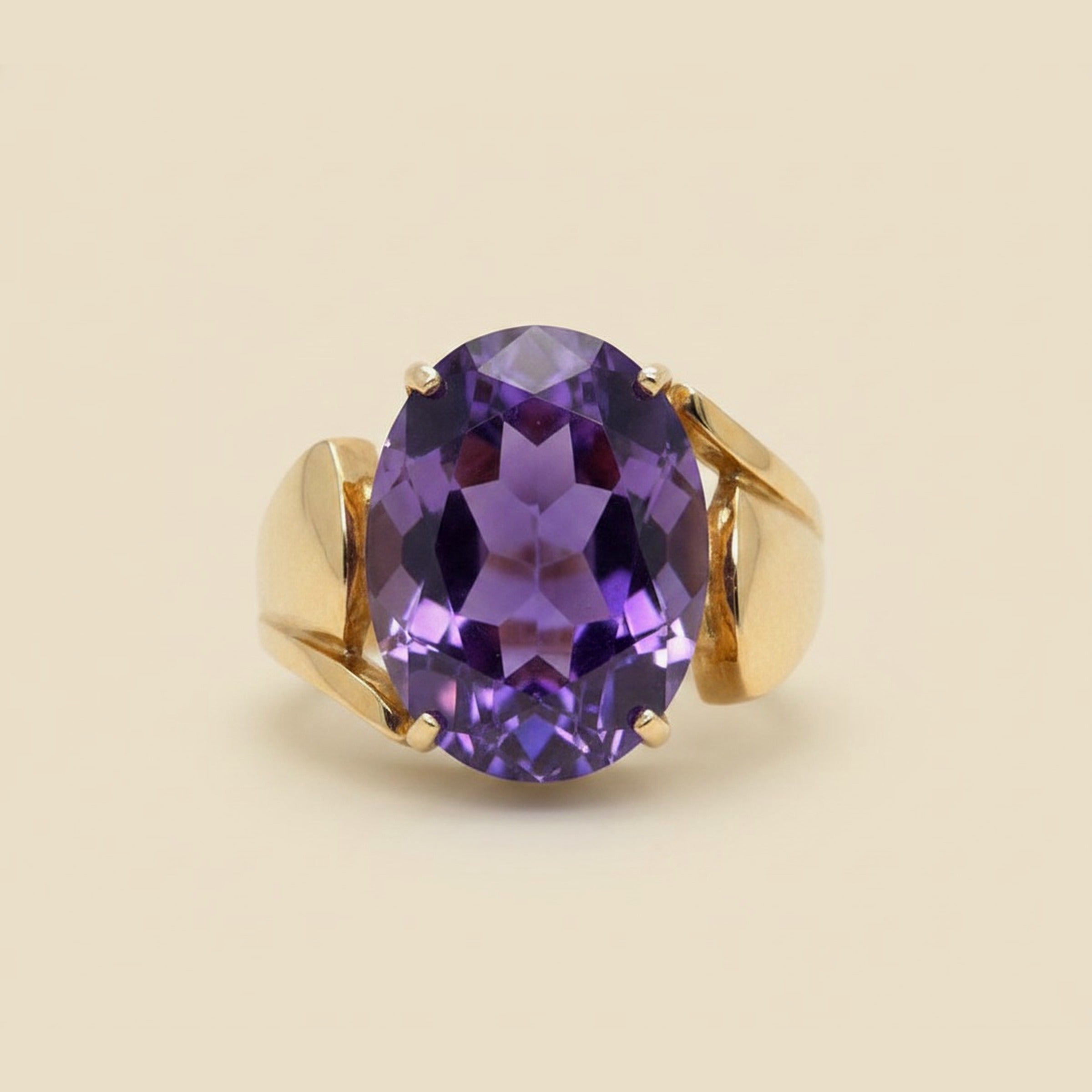 Yellow Gold Large Pear Shape Amethyst Ring – Empire Diamond – view 2