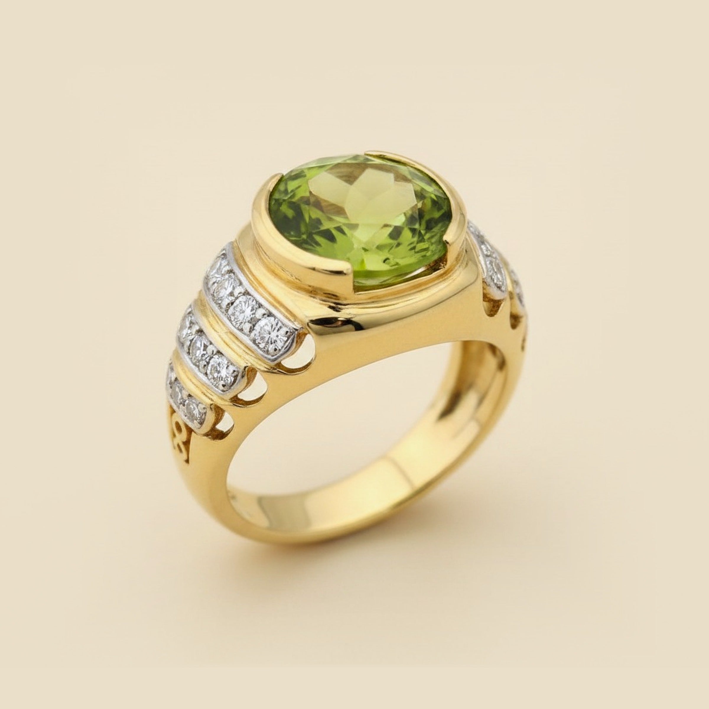 Yellow Gold Large Peridot & Diamond Ring – Empire Diamond