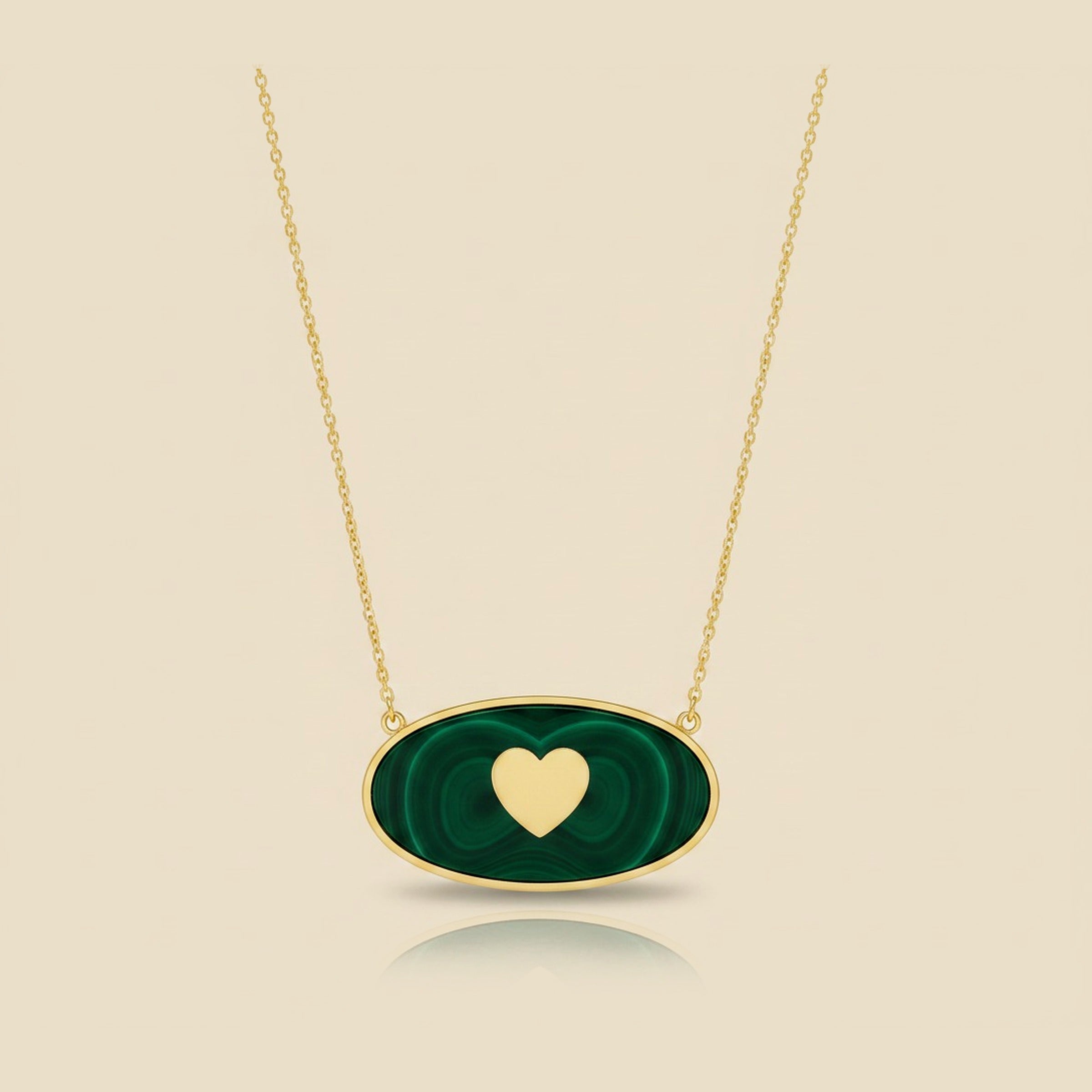 Yellow Gold Malachite Heart Pendant – Empire Diamond