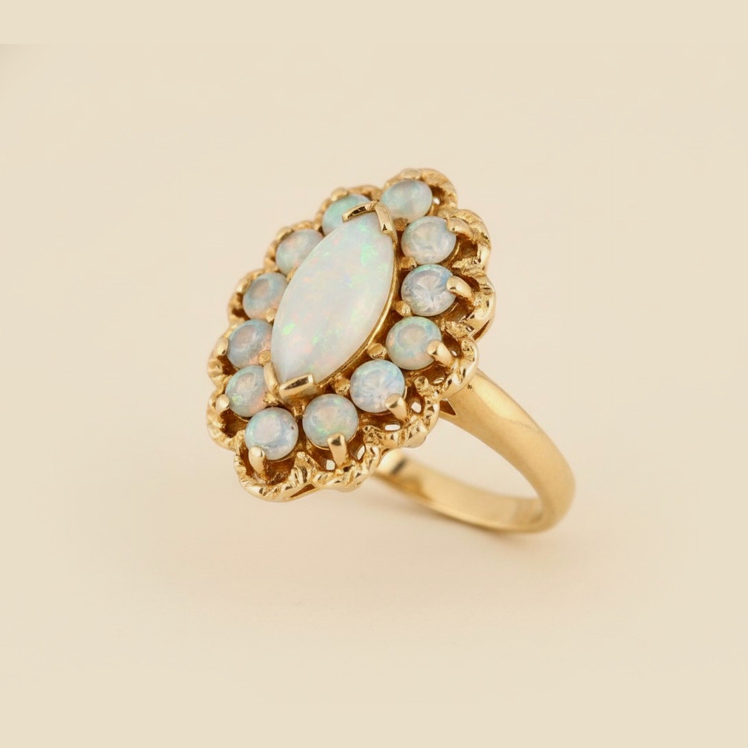 Yellow Gold Natural Opal Cocktail Ring – Empire Diamond