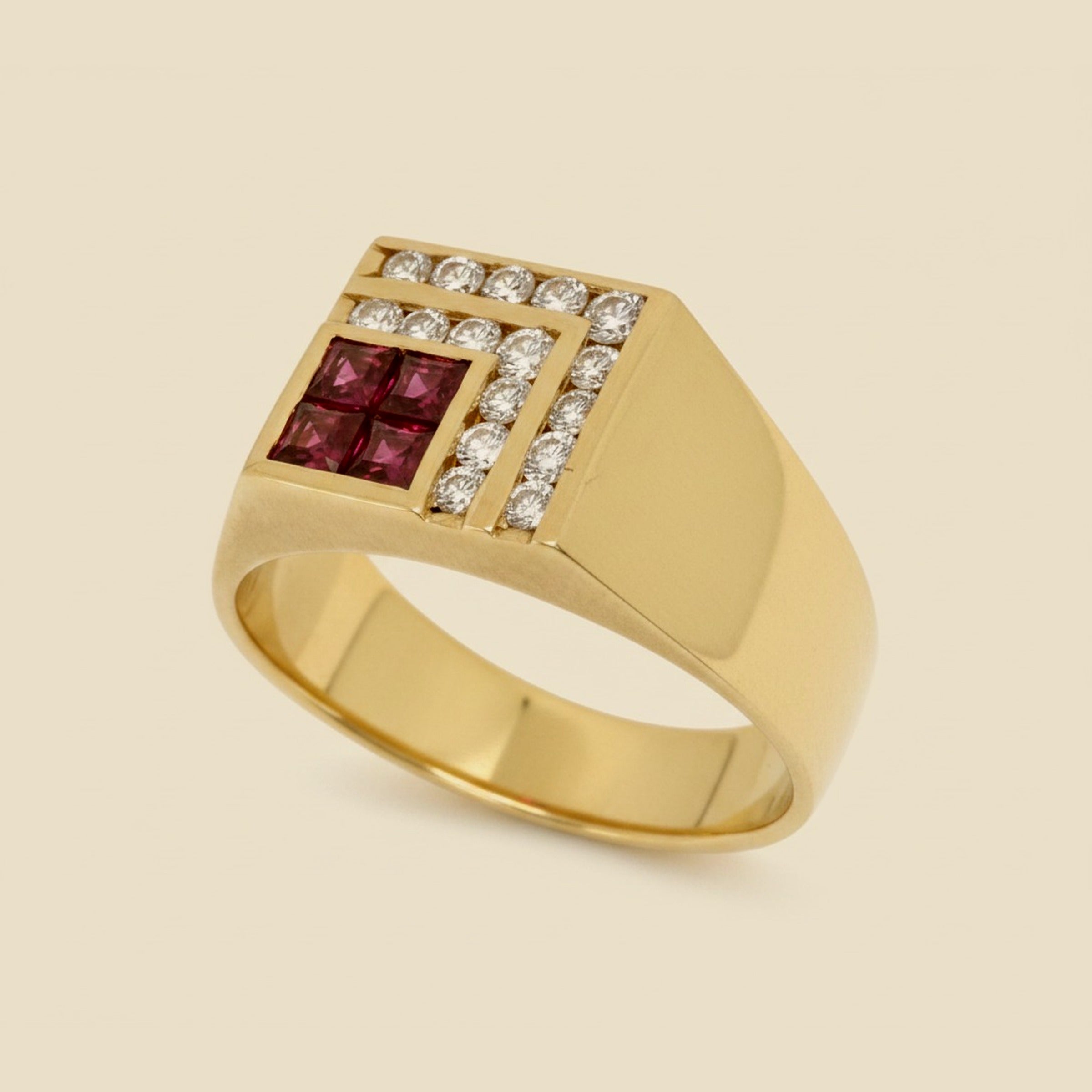 Yellow Gold Natural Ruby & Diamond Cocktail Ring – Empire Diamond