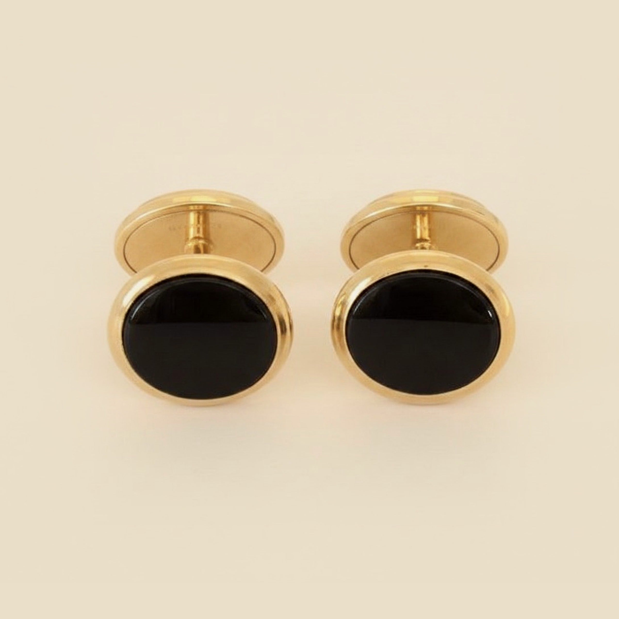 Yellow Gold Onyx Barbell Cufflinks – Empire Diamond