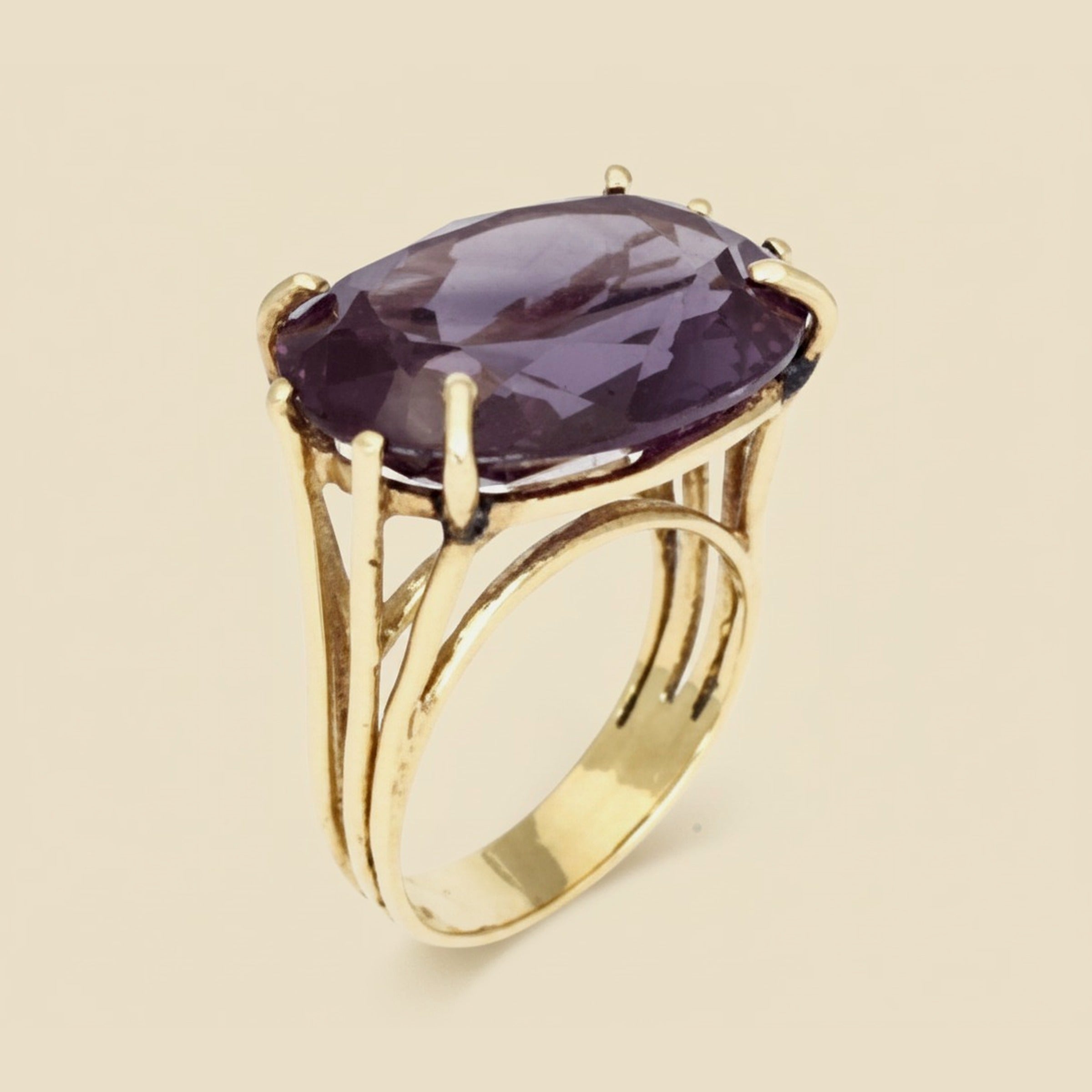 Yellow Gold Open Work Amethyst Ring – Empire Diamond
