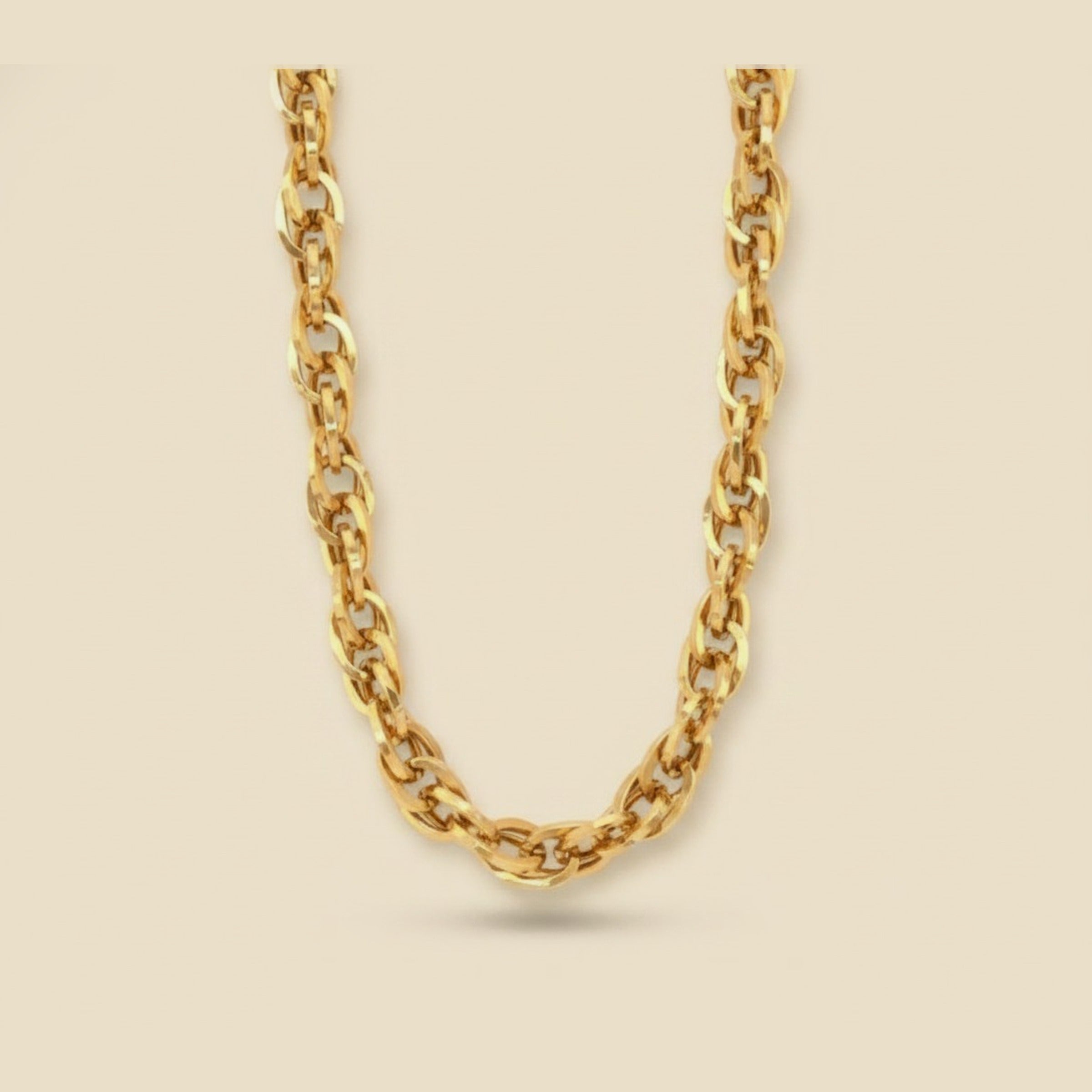Yellow Gold Oval Link Necklace