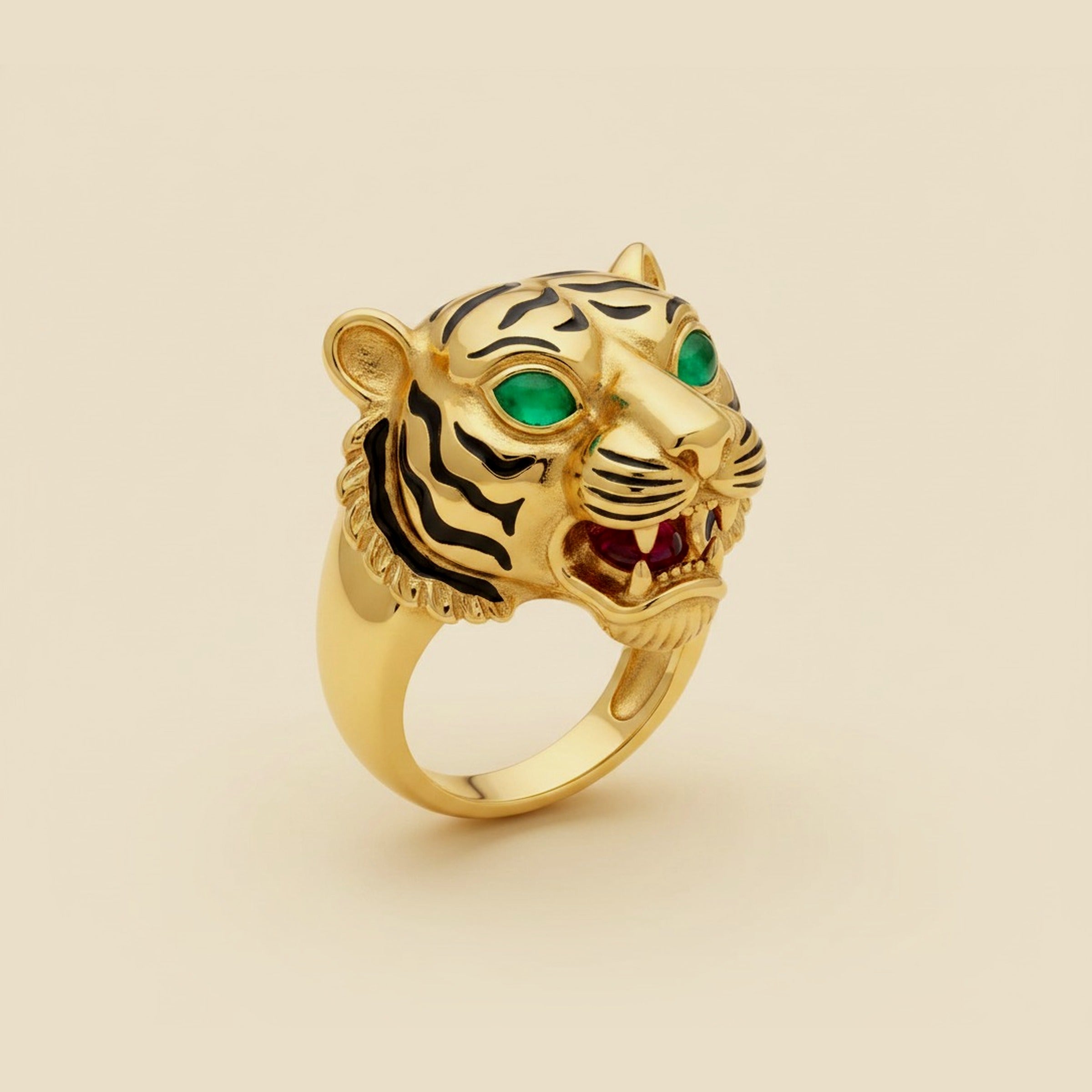 Yellow Gold & Rose Gold Enamel Tiger-cub Ring – Empire Diamond