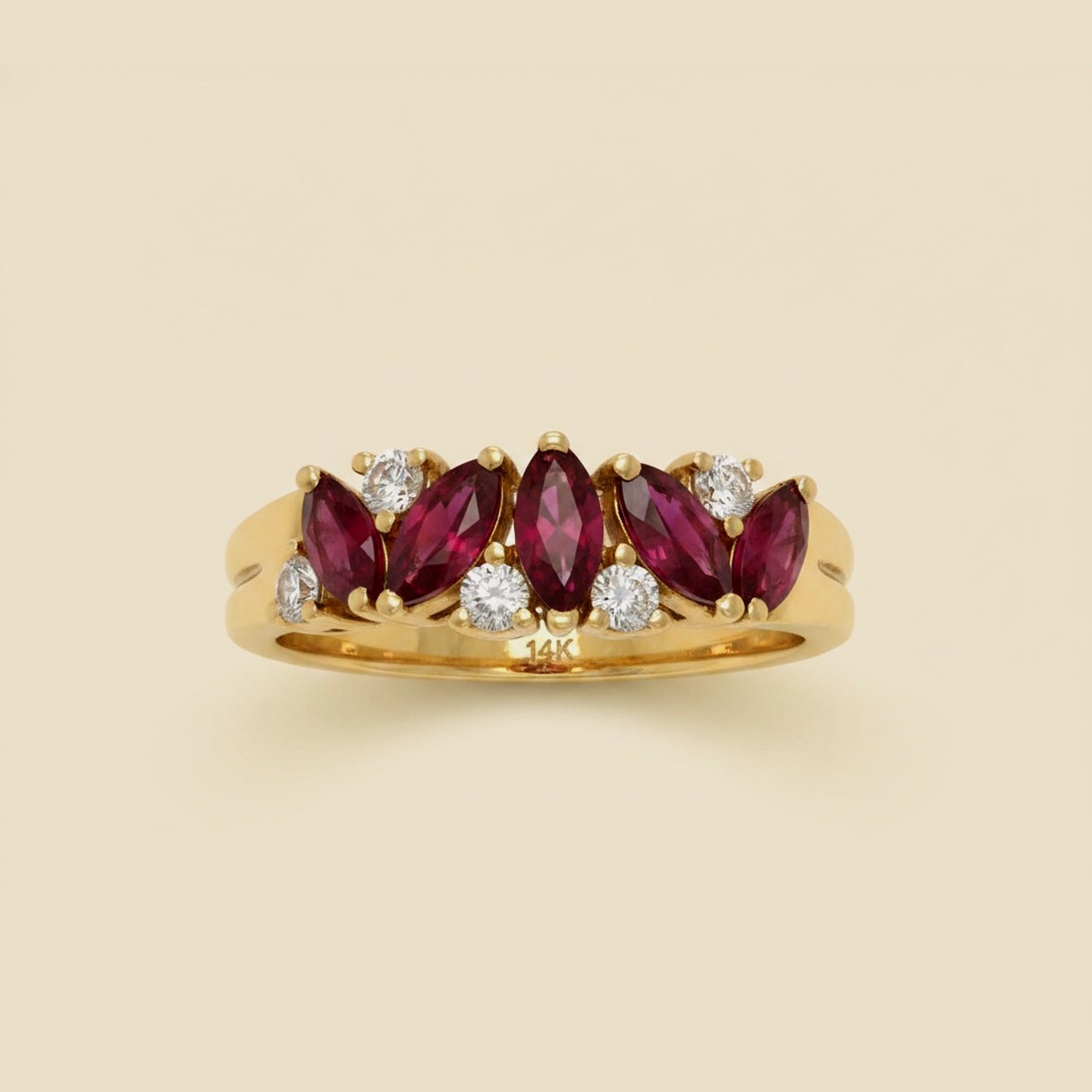 Yellow Gold Ruby & Diamond Cocktail Ring