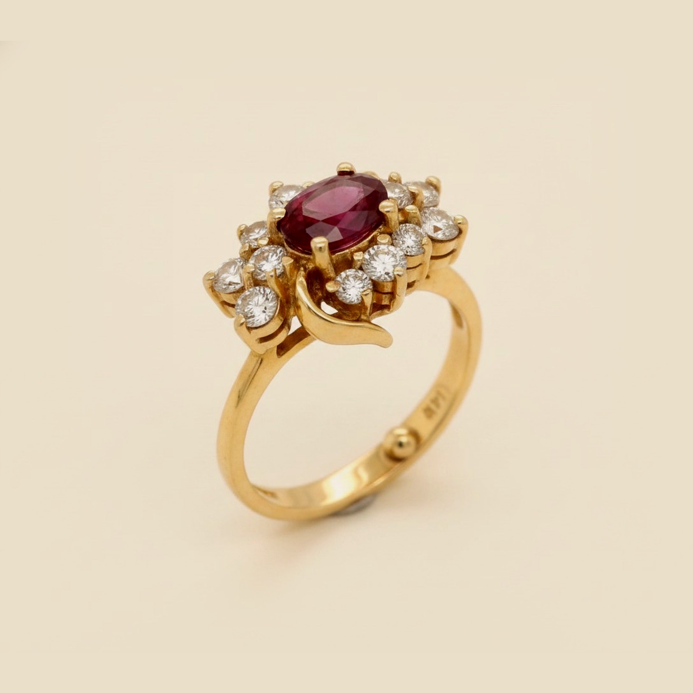 Yellow Gold Ruby & Diamond Cocktail Ring