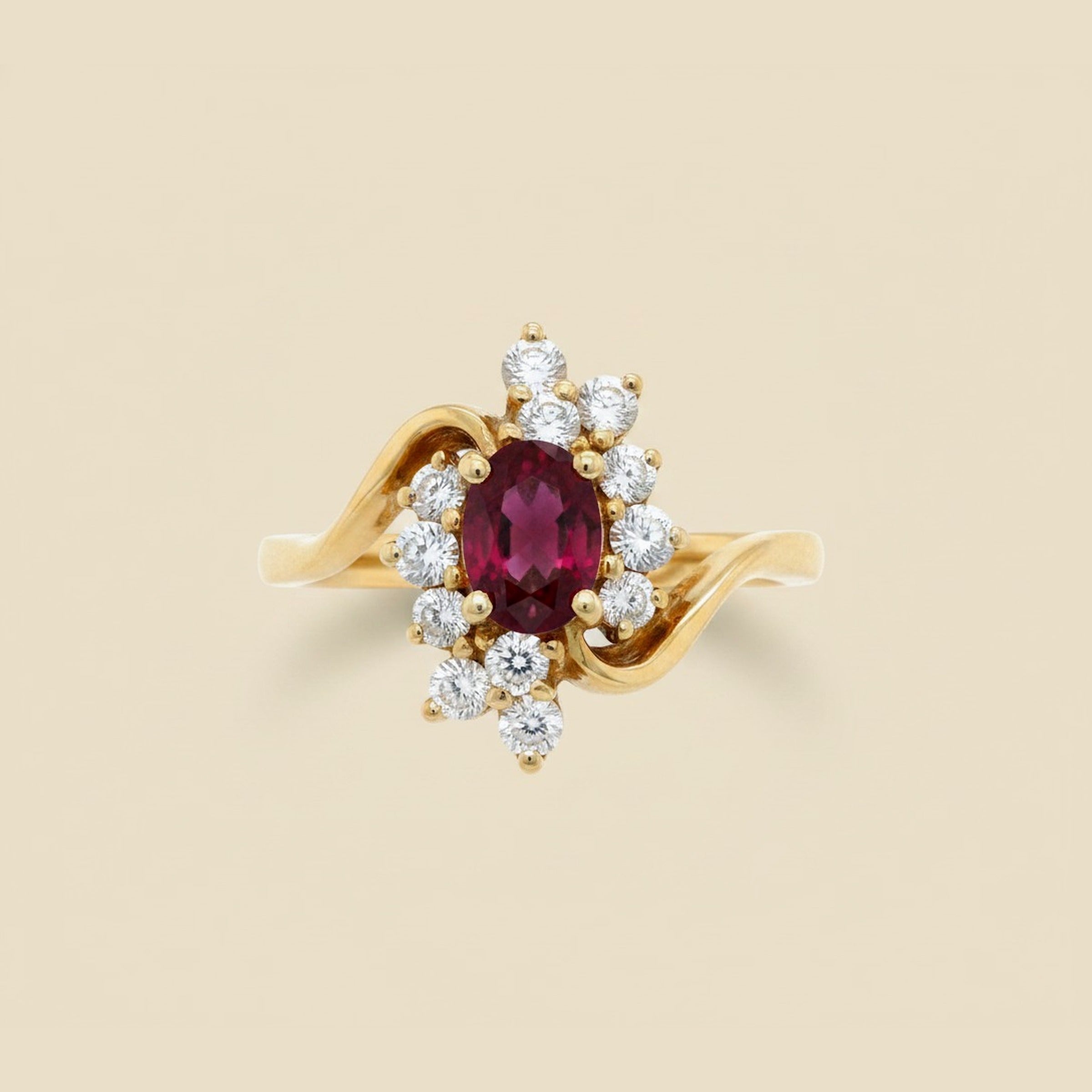 Yellow Gold Ruby & Diamond Cocktail Ring