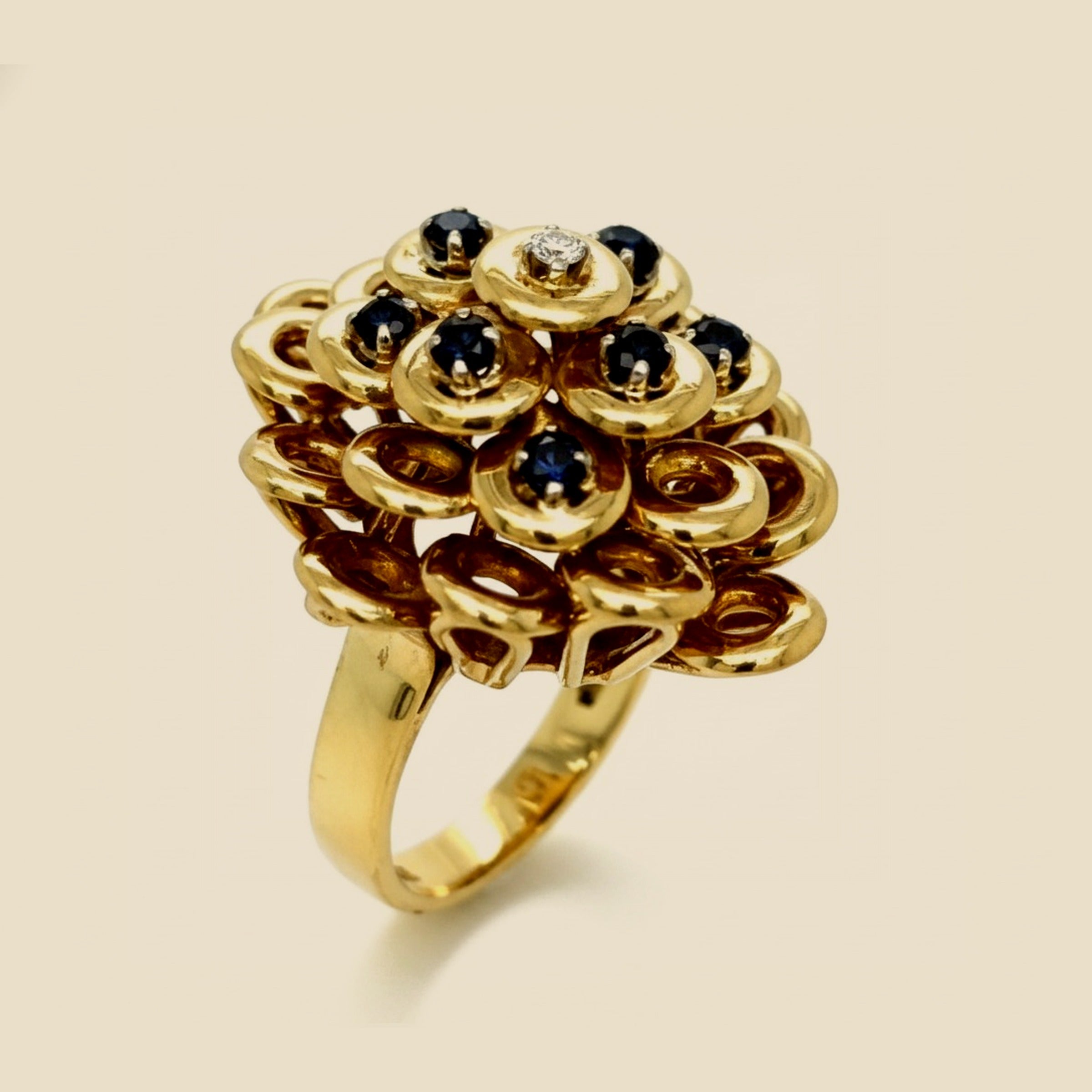 Yellow Gold Sapphire/Diamond Cocktail Ring