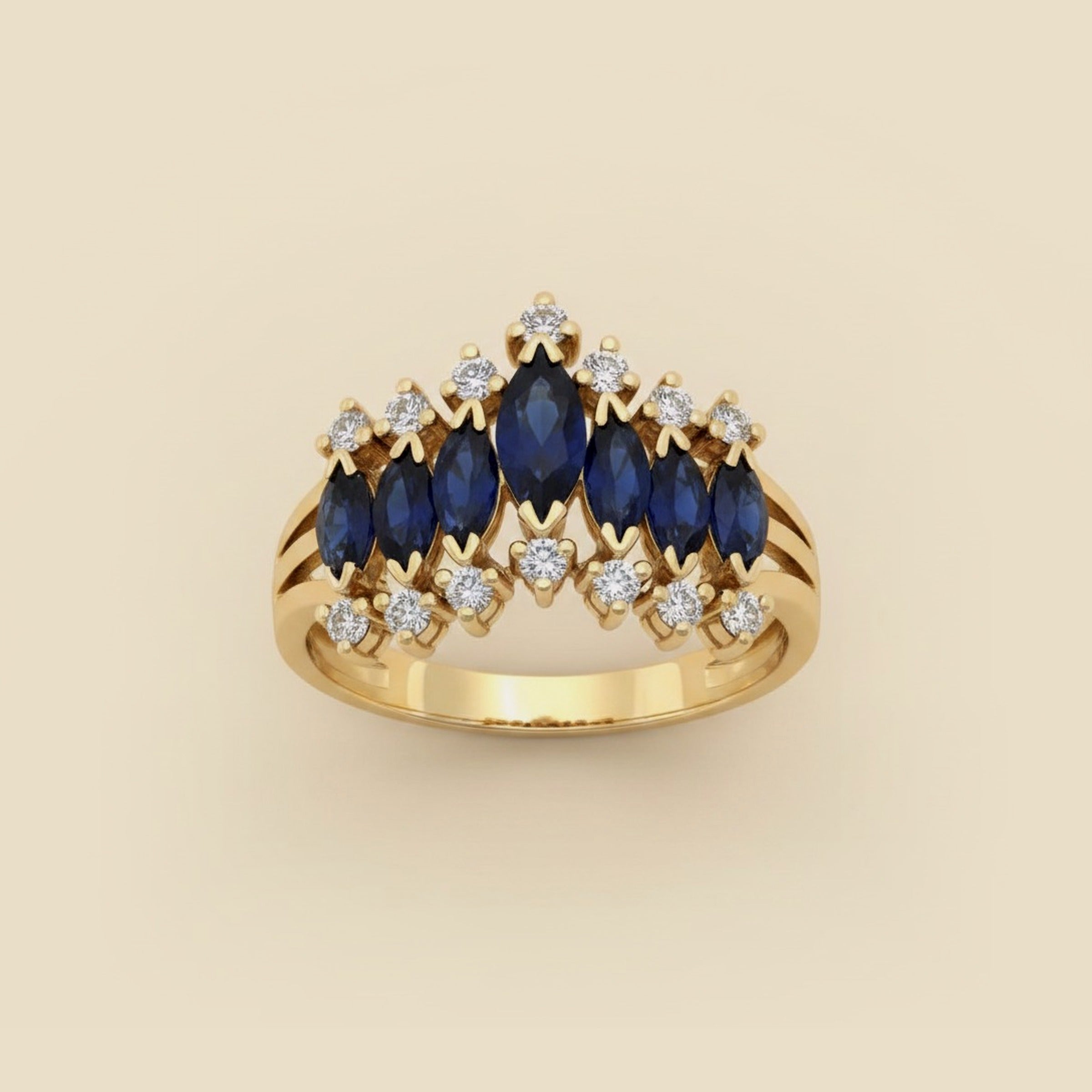 Yellow Gold Sapphire & Diamond Cocktail Ring – Empire Diamond – view 2