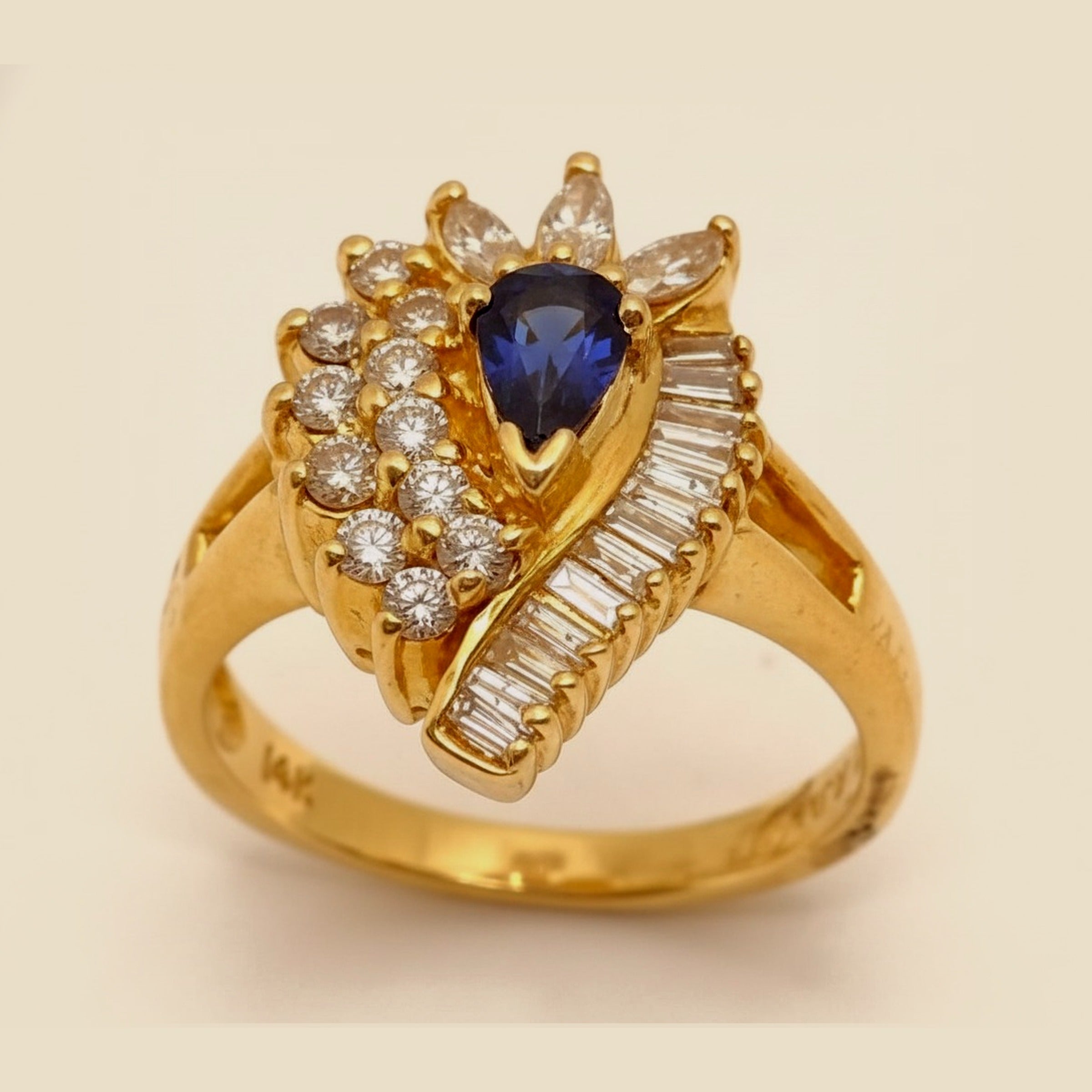 Yellow Gold Sapphire & Diamond Cocktail Ring – Empire Diamond