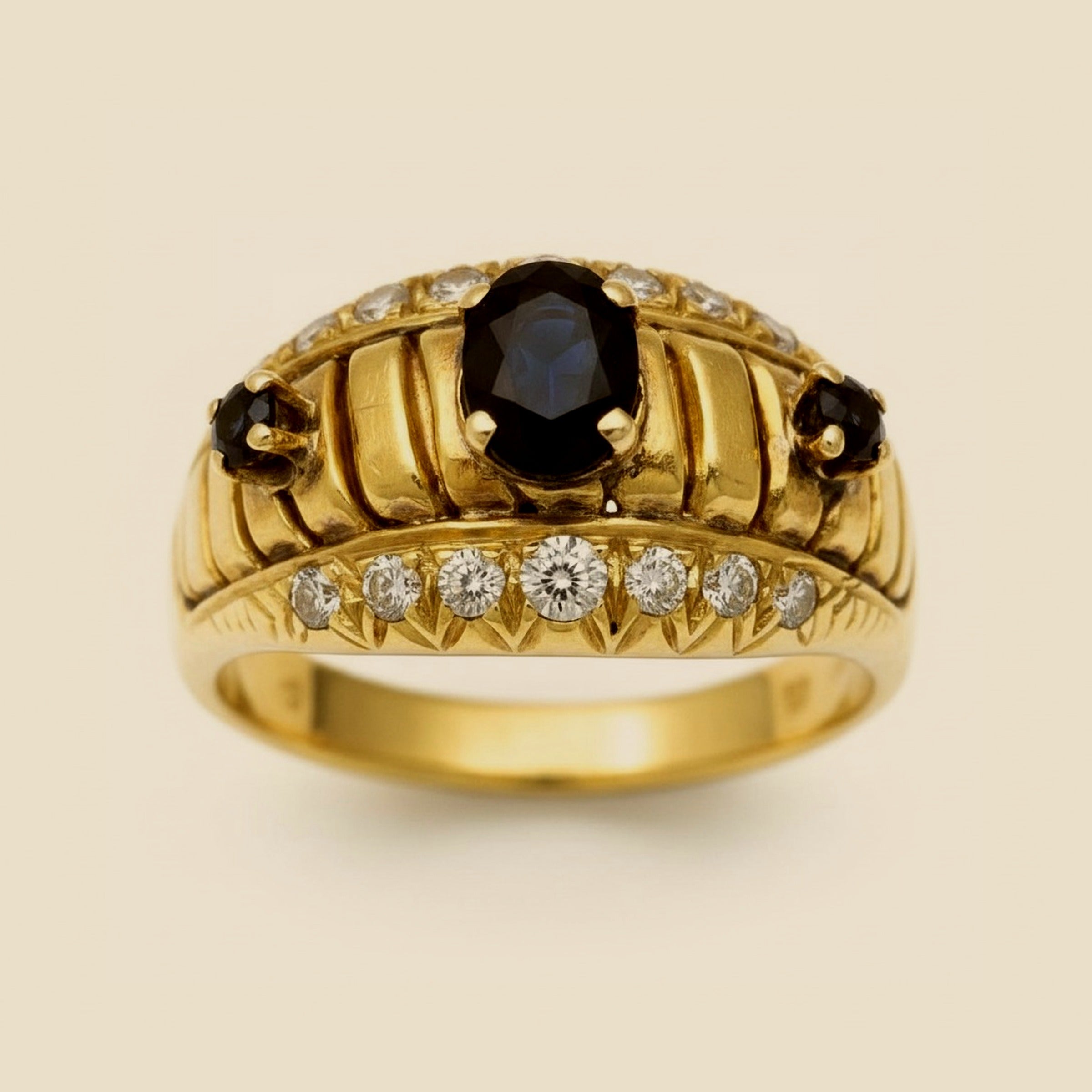 Yellow Gold Sapphire & Diamond Cocktail Ring – Empire Diamond – view 2