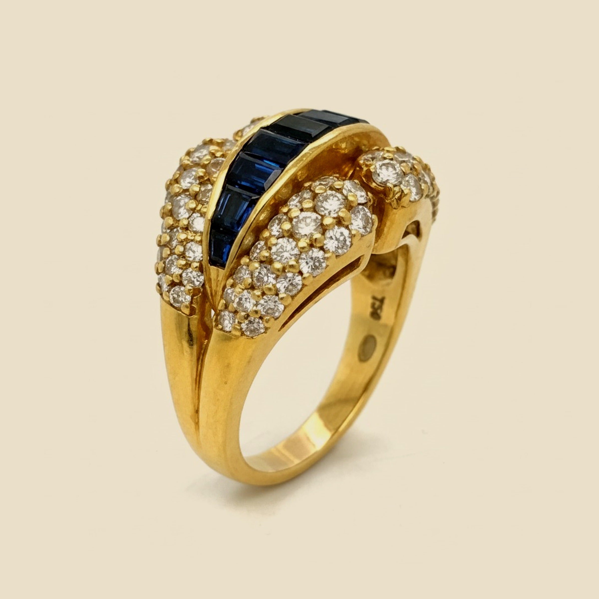 Yellow Gold Sapphire & Diamond Cocktail Ring – Empire Diamond