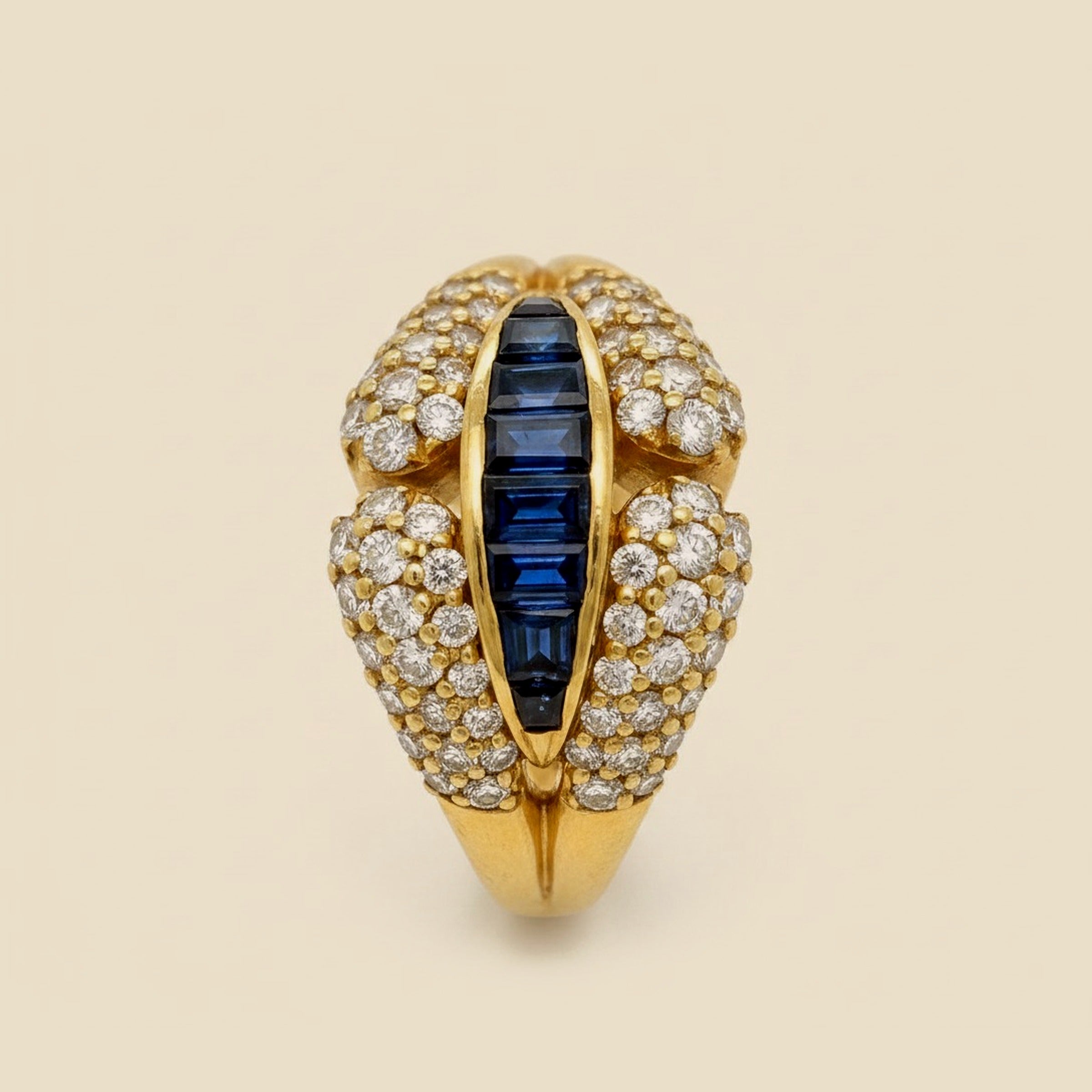 Yellow Gold Sapphire & Diamond Cocktail Ring – Empire Diamond – view 2
