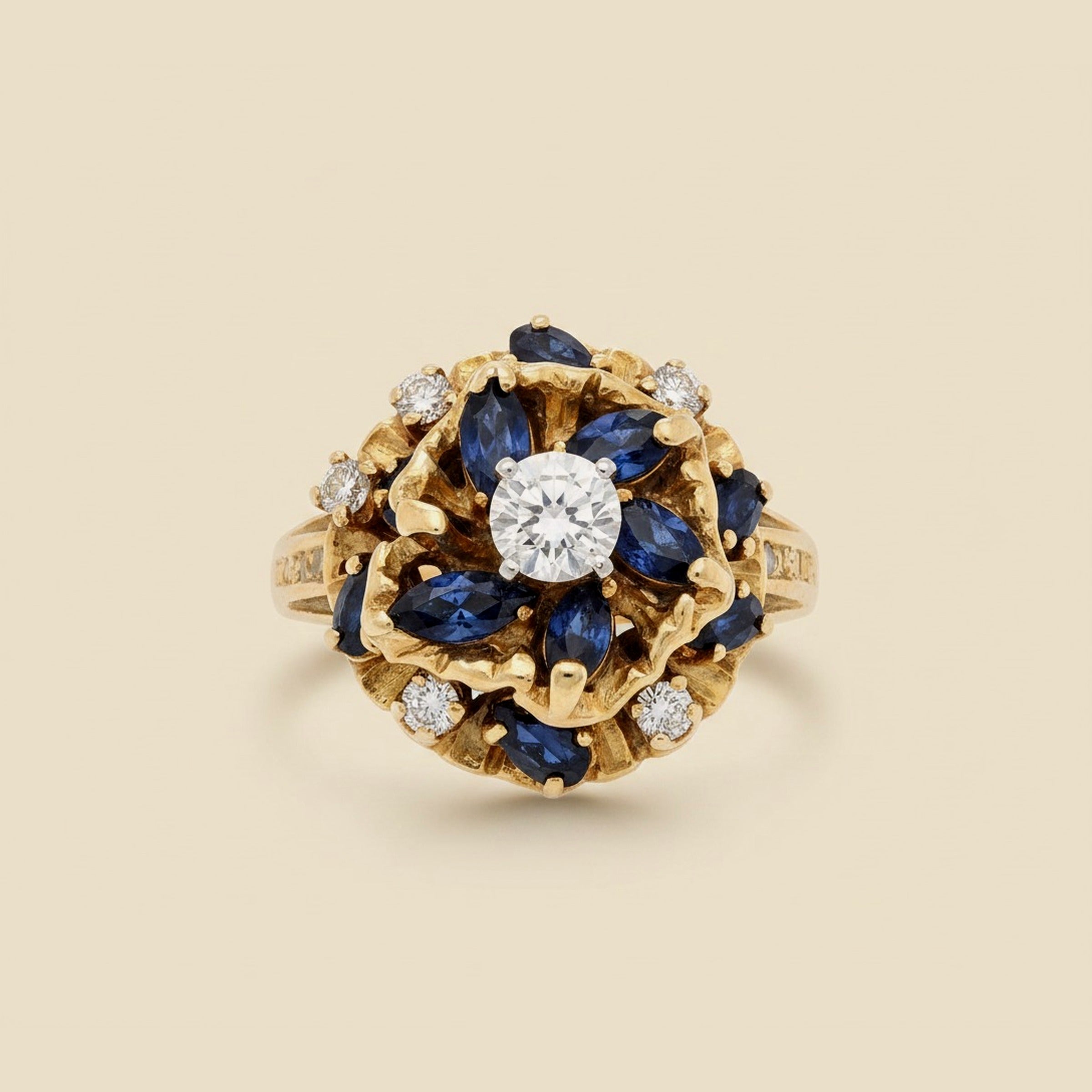 Yellow Gold Sapphire & Diamond Cocktail Ring – Empire Diamond – view 2
