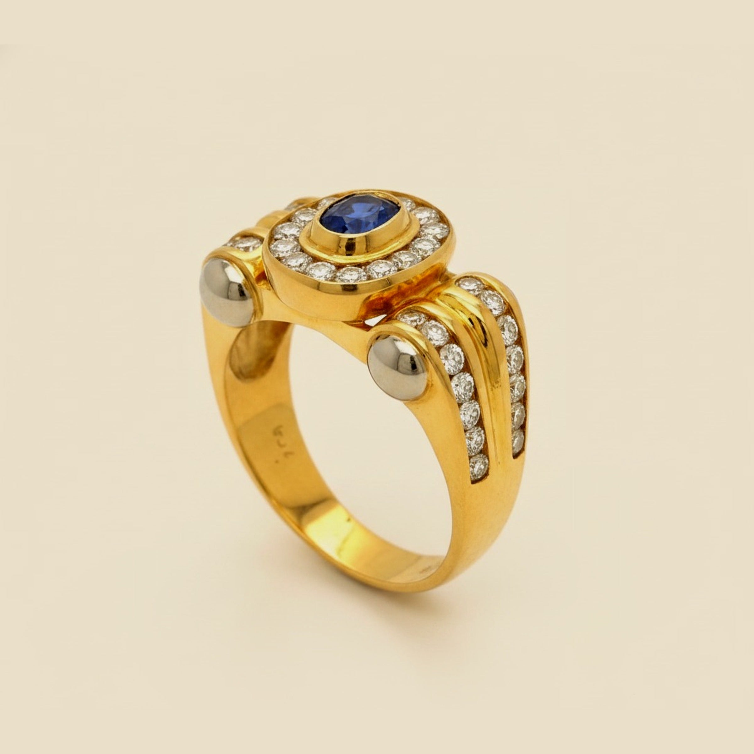 Yellow Gold Sapphire & Diamond Scroll Ring – Empire Diamond