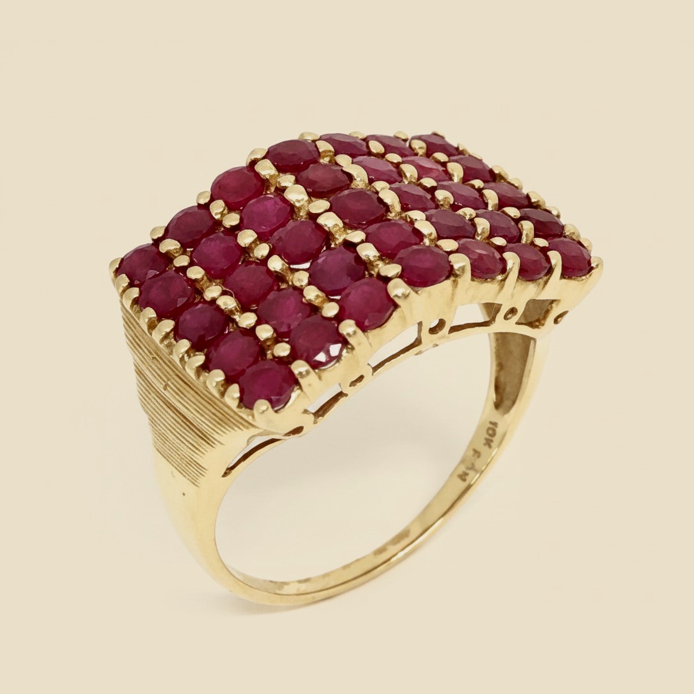 Yellow Gold Shared 4 Prong Ruby Pyramid Ring – Empire Diamond