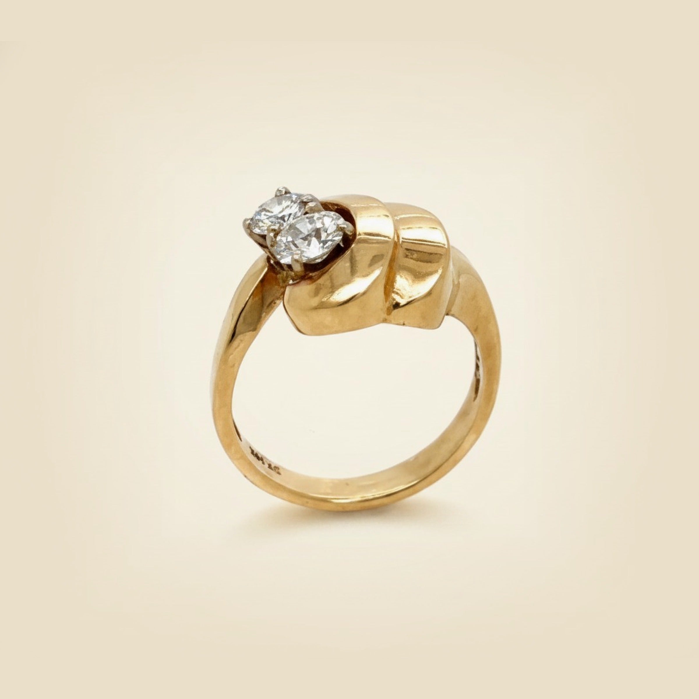 Yellow Gold Twin Diamond Cocktail Ring